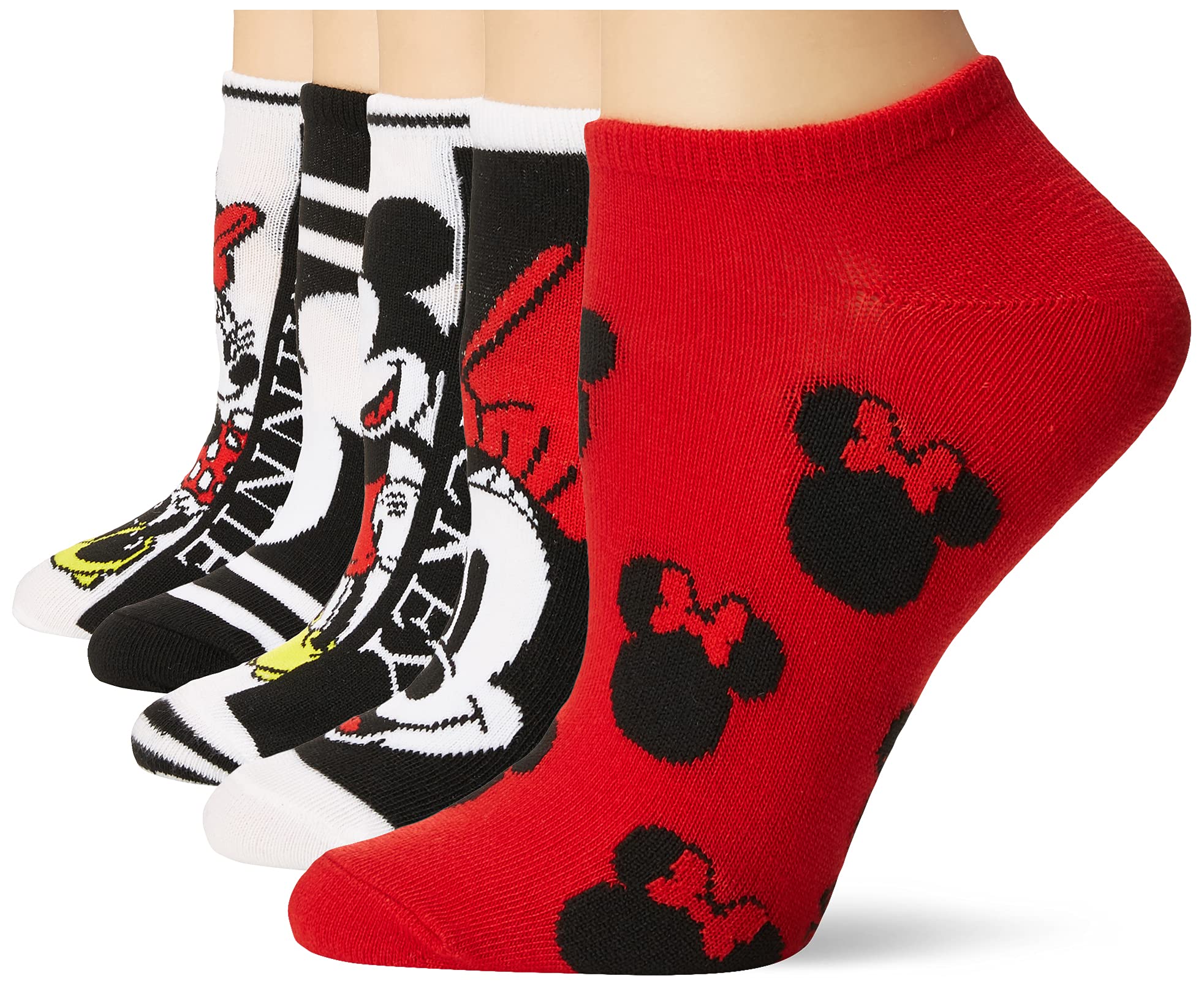 Disney Mickey Mouse No Show Socks 5-Pack for Women - Cute & Comfortable Low-Cut Socks for Casual Wear, Sneakers, and Everyday Outfits