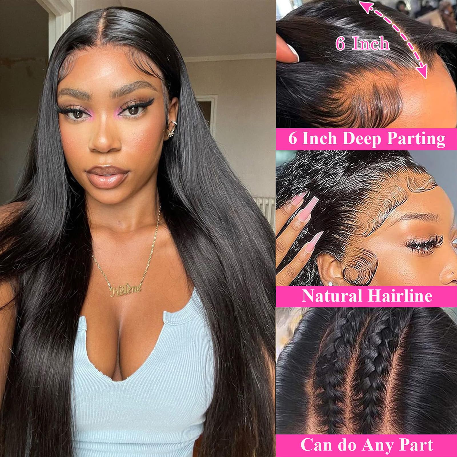 13x6 30 Inch HD Lace Front Wigs Human Hair - Pre Plucked 280g-290g Glueless Lace Frontal Wigs for Black Women | Straight Human Hair Wigs for Daily Wear, Parties & Special Occasions