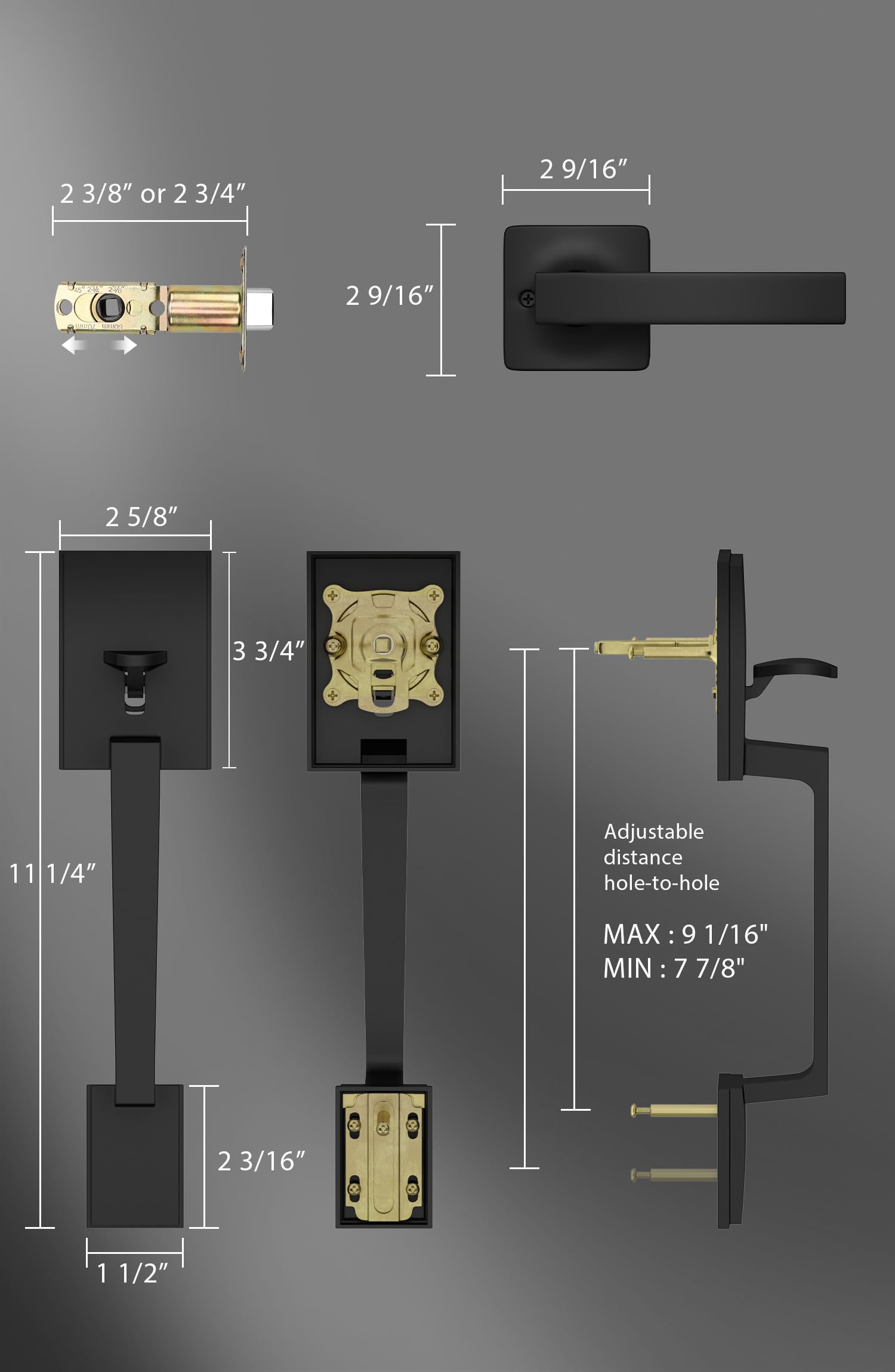 GoldenWarm Matte Black Front Door Handle Set - Reversible Lever Entry Door Hardware for Home Security & Style | Perfect for Modern Houses, Apartments & Office Buildings