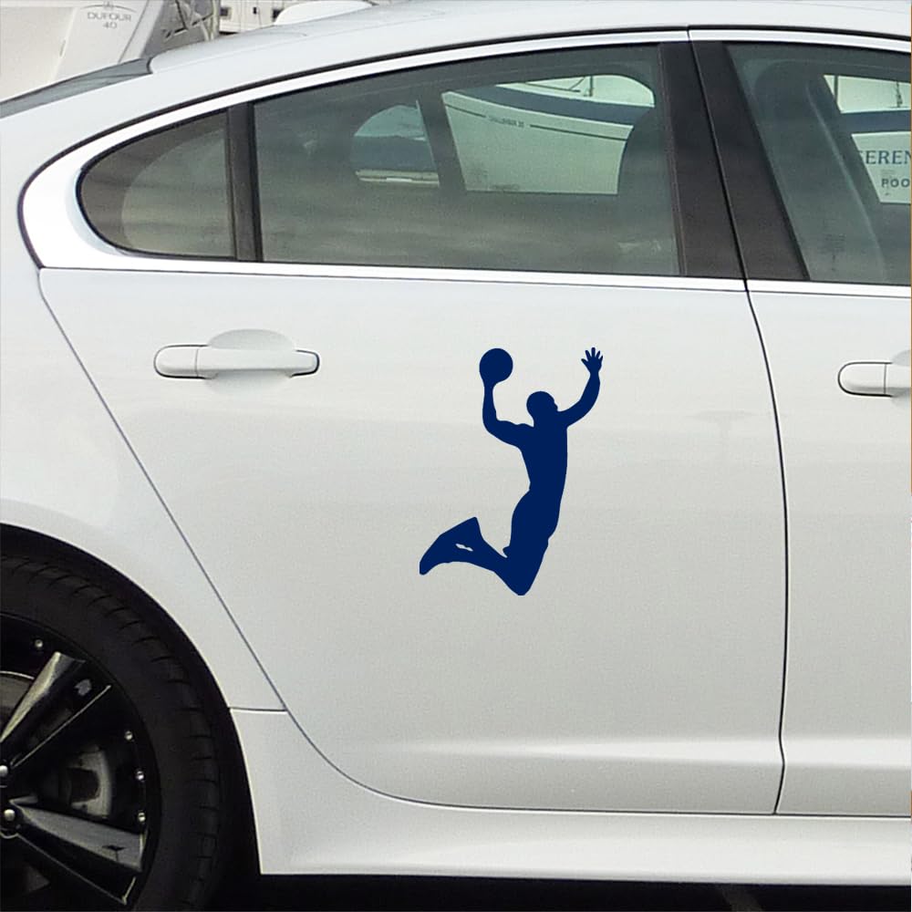 Premium Waterproof Vinyl Basketball Dunk Decal Stickers (Navy Blue, Set of 2) - Durable Laptop, Phone, Helmet, Car Window, Bumper, Mug, Cup, Wall Decor for Sports Fans & Home Office Decoration