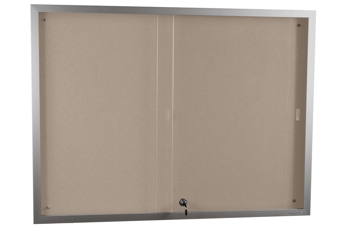 Vision Krommenie Sliding Door Notice Board - 1200H x 2400W Whiteboard & Corkboard Combo for Office, Classroom, or Home Organization