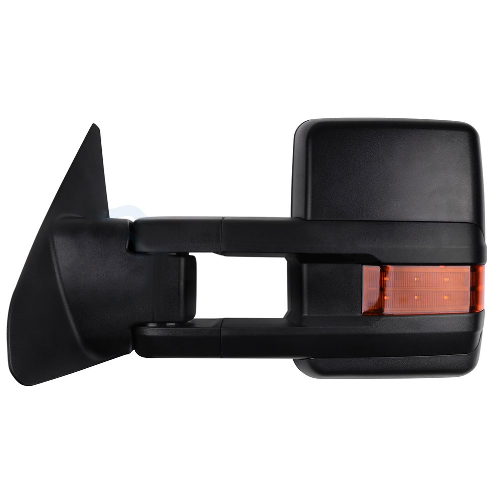 CCiyu Black Towing Mirrors - Power Adjustable Heated with Turn Signal & Auxiliary Light - Compatible with 2007-2017 Toyota Tundra (LH Left & RH Right) - Perfect for Enhanced Visibility & Safe Towing/Trailer Use