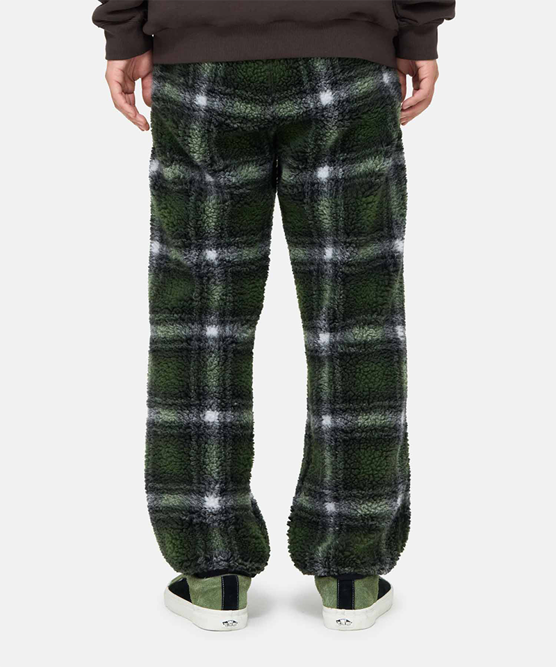 Cozy Shadow Plaid Sherpa Pants for Women - Winter Fleece Lined Thermal Pants with Elastic Waistband - Perfect for Cold Weather, Outdoor Activities & Lounge Wear