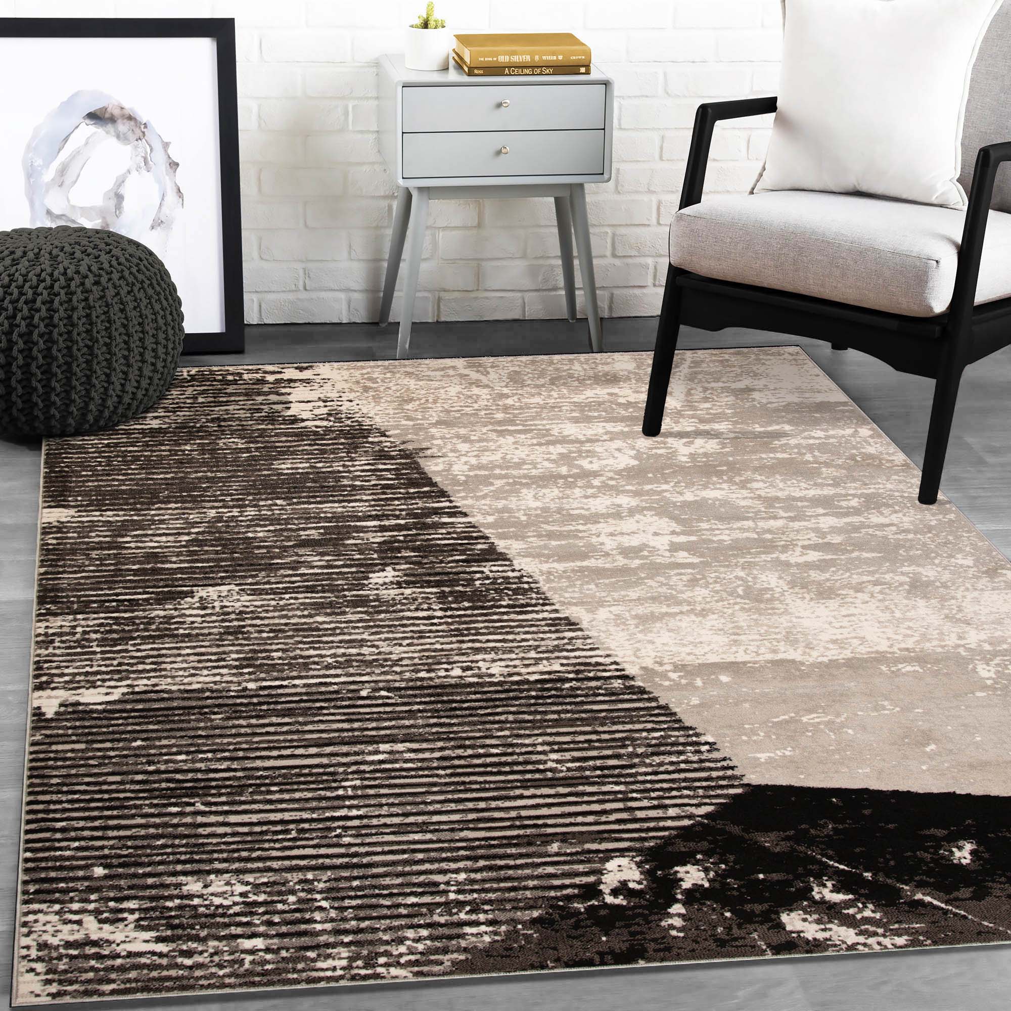 Modern Abstract Mabel Indoor Area Rug or Runner - Soft Non-Slip Floor Carpet for Living Room, Bedroom, Dining Room Decor