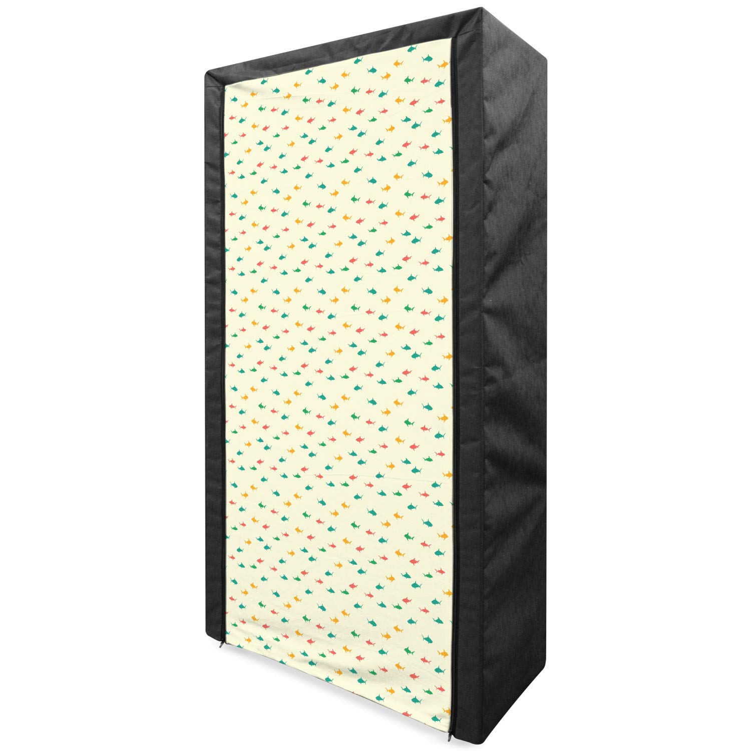 Ambesonne Shark Portable Fabric Wardrobe - Colorful Cartoon Marine Wildlife Pattern, 33.5