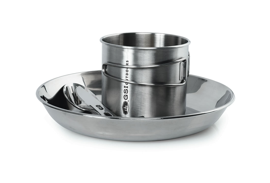 Glacier Stainless Steel 1-Person Camping Cookware Set - Lightweight & Durable for Backpacking, Hiking & Outdoor Adventures