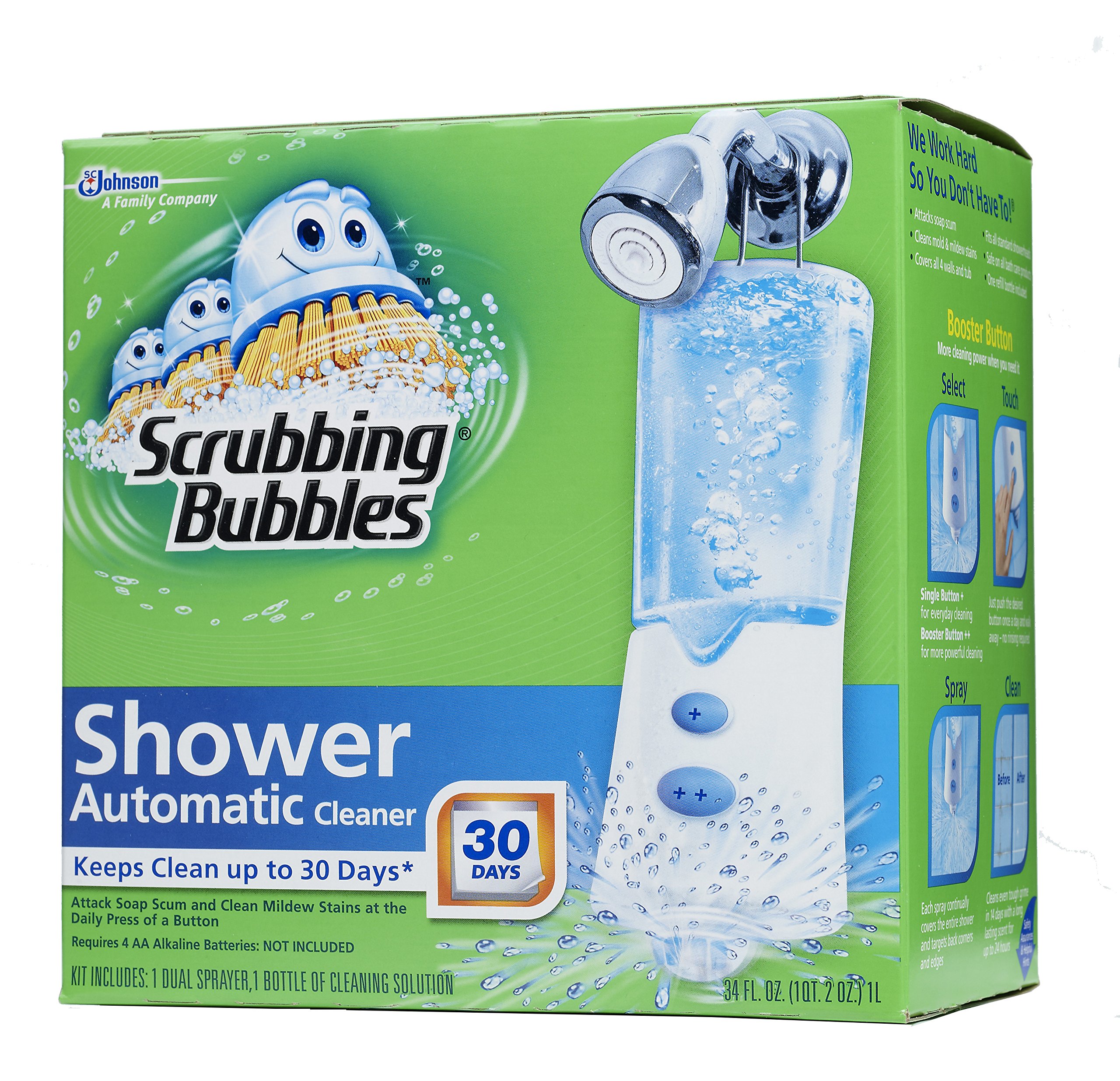 Scrubbing Bubbles Automatic Shower Cleaner Starter Kit - 34 oz | Effortless Bathroom Cleaning for Sparkling Tiles & Glass | Perfect for Daily Shower Maintenance & Deep Cleaning