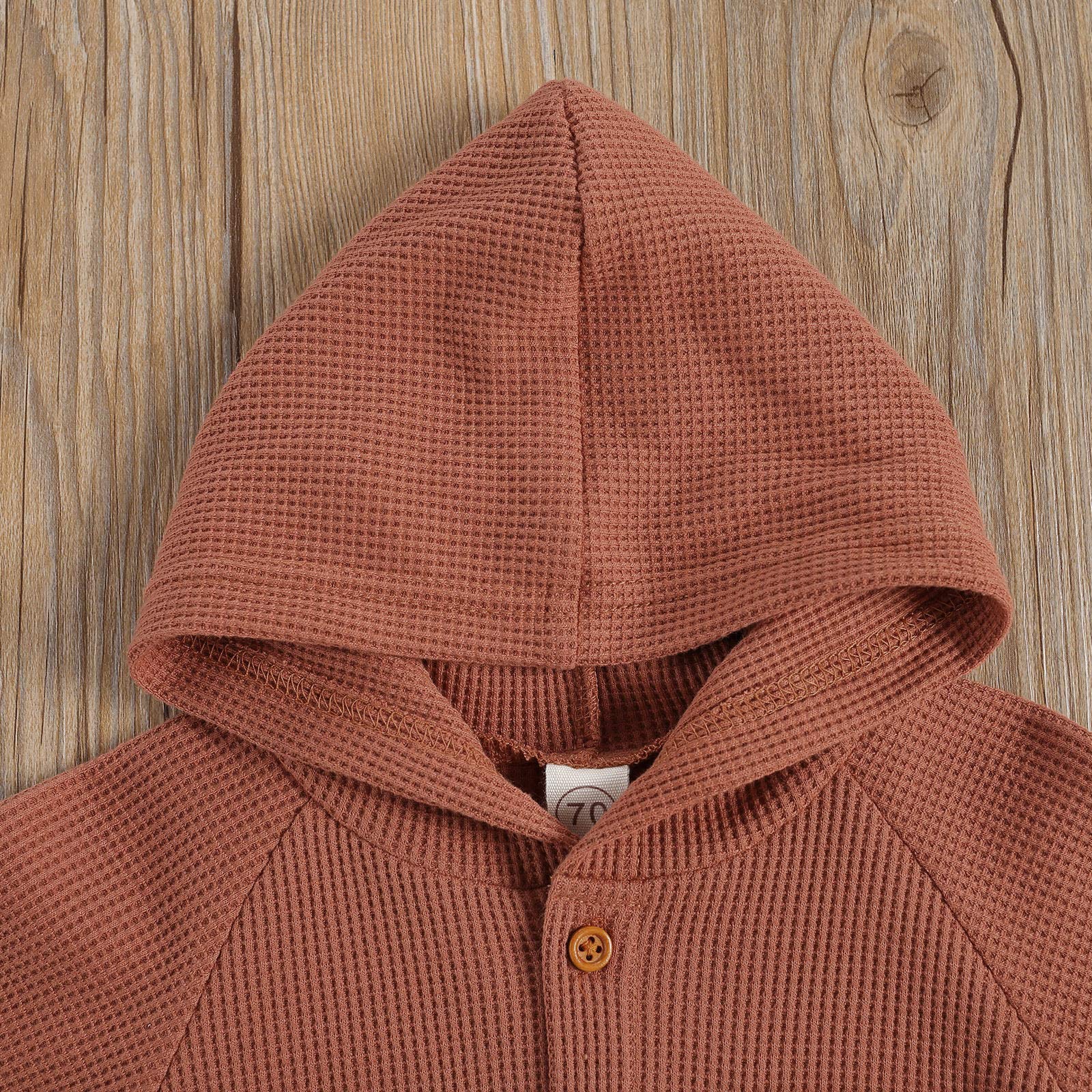 Kuriozud Unisex Baby Hoodie Romper - Long Sleeve One-Piece Waffle Outfit for Newborn Boys & Girls | Perfect for Playtime, Photo Shoots & Cozy Winter Outings