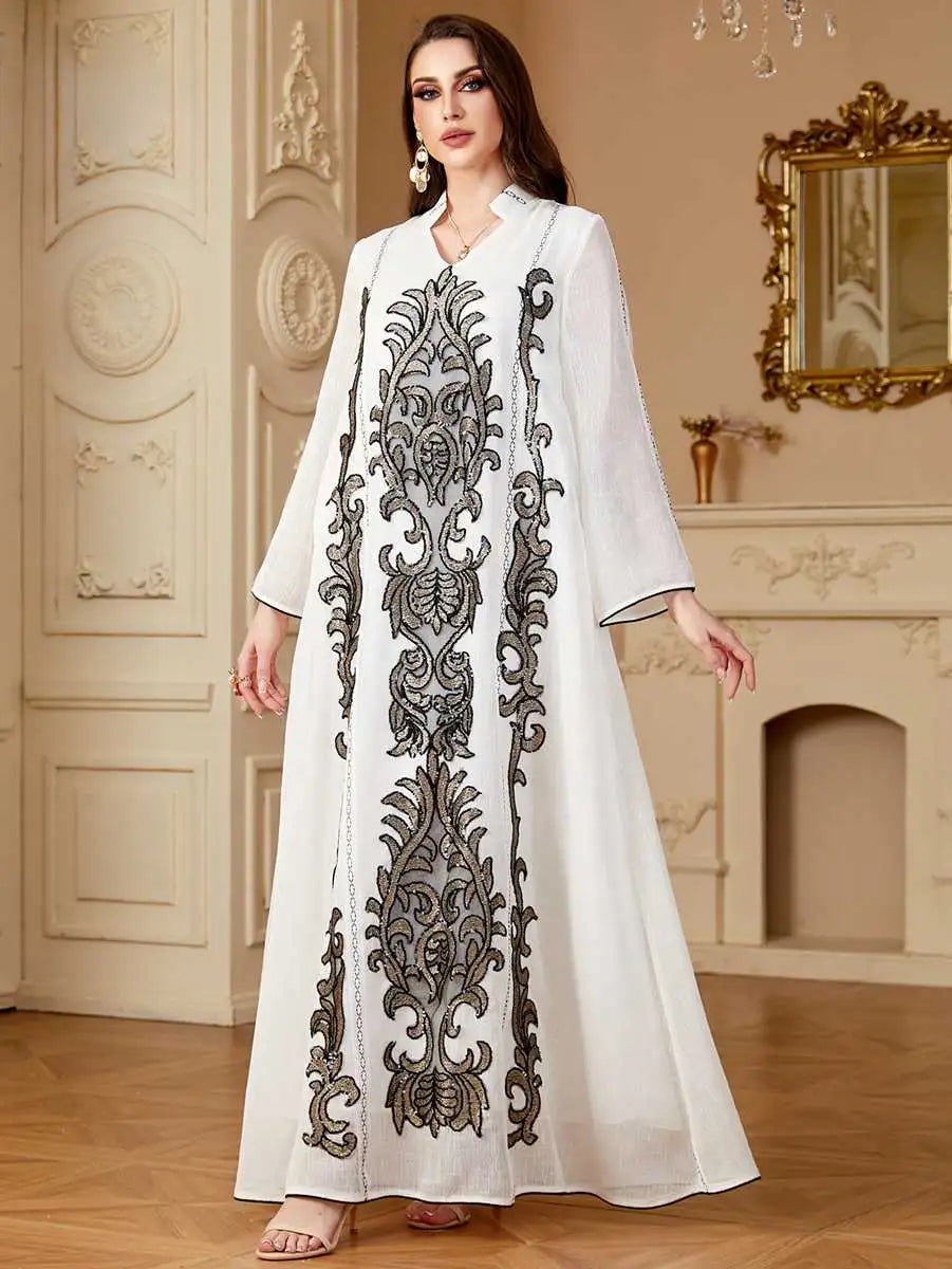 Elegant Embroidered Eid Caftan Dress for Women - Luxury Moroccan Kaftan for Wedding, Party & Special Occasions | Perfect for Bridal Shower, Eid Celebration & Evening Gala