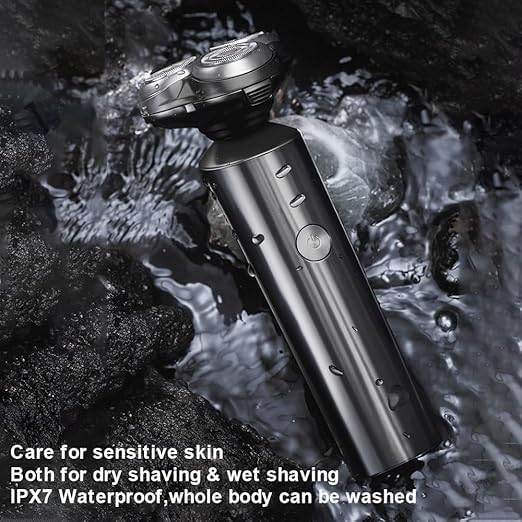 Men's Electric Shaver - 3D Rotary Shaving System with 3 Floating Heads, IPX7 Waterproof & USB Rechargeable - Perfect for Travel, Gym & Daily Grooming - Electric Beard Trimmer for Smooth Shaving