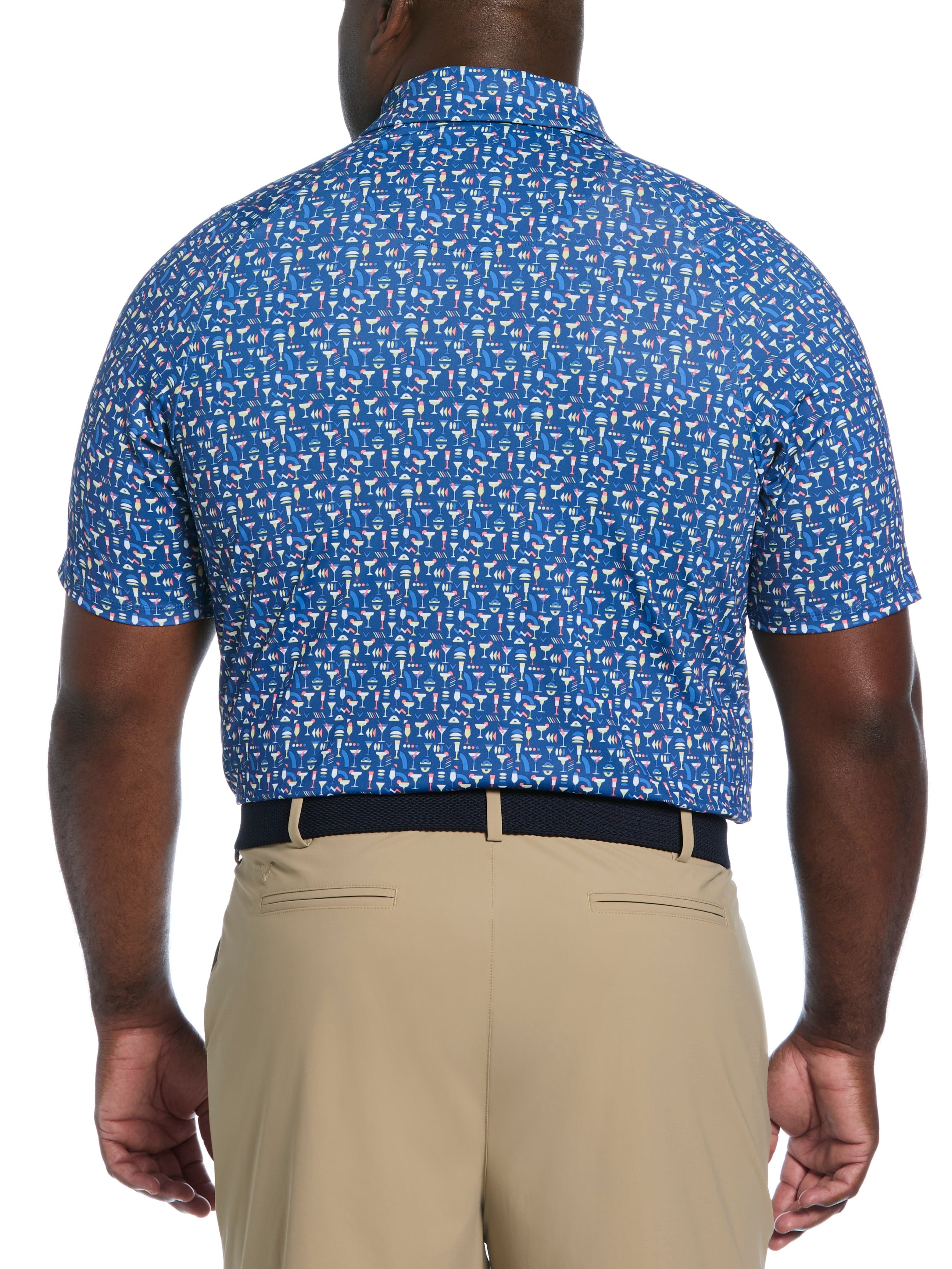 Big & Tall Cocktail Print Polo Shirt for Men - Stylish Hawaiian-Inspired Casual Wear for Beach Parties & Summer Outings