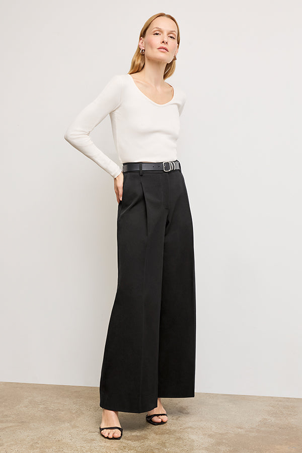 Harrison Wide Pleated Jeans for Women - High Waist Stretch Denim Pants - Comfortable & Stylish Black Jeans for Casual Wear, Work, and Everyday Outfits
