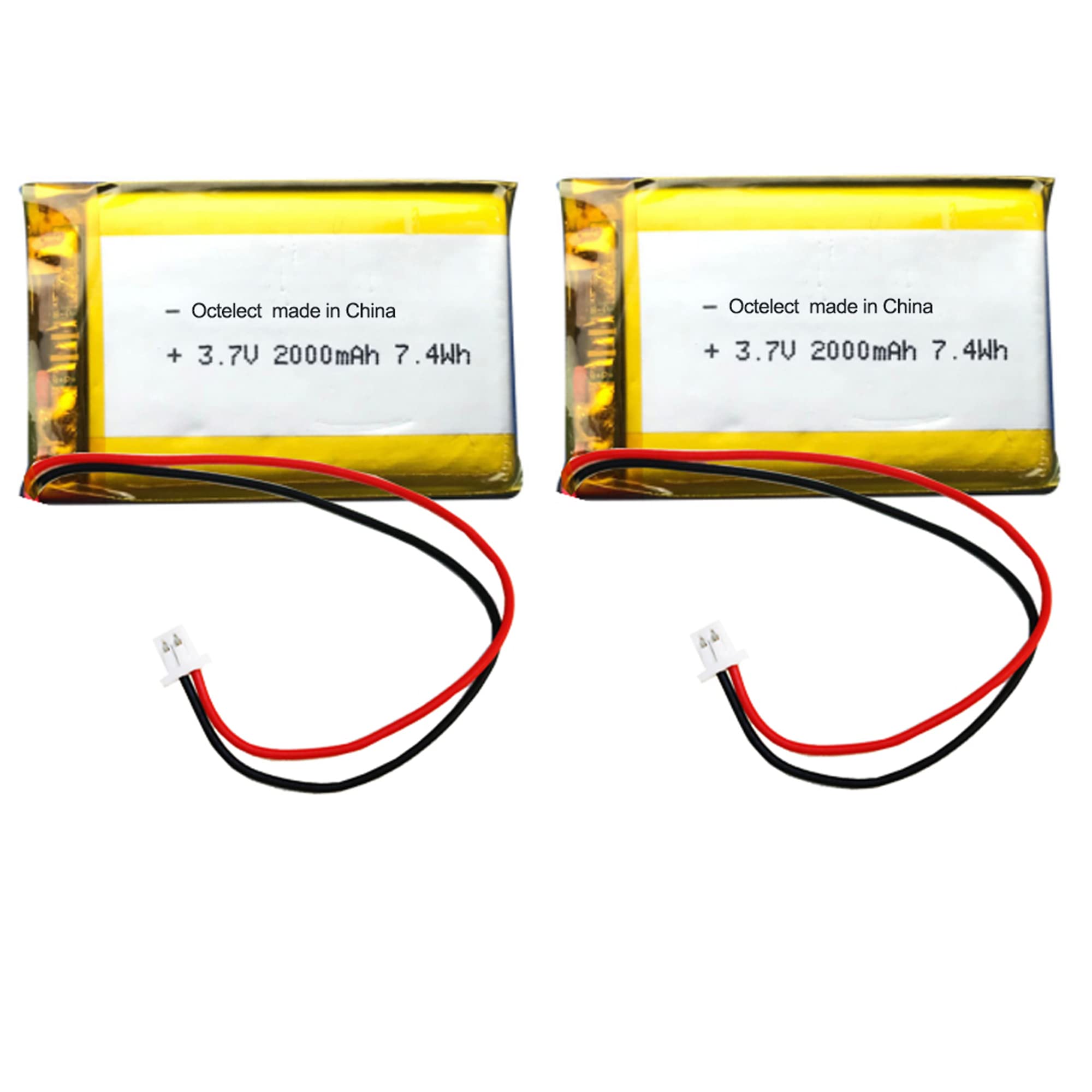 2-Pack Octelect 3.7V 2000mAh Li-Ion Replacement Battery for PS4 Controller - Compatible with Playstation 4 DualShock CUH-ZCT2J Series LIP1522 Battery with Small Plug - Perfect for Gaming Sessions & Controller Upgrades
