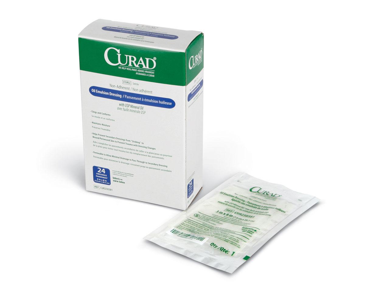 Curad Dressing Gauze Oil Emulsion Pads - Sterile Wound Care Bandages (4x4, 2x2, 3x3 Inches) - For First Aid Kits, Burns, Cuts & Post-Surgical Wound Protection