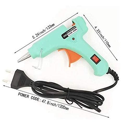 A.S Enterprises 20W 7mm Hot Melt Glue Gun with ON/OFF Switch & LED Indicator - Corded Electric Glue Gun in Blue/Black (Includes 10 Free Transparent Glue Sticks) for DIY Crafts, Home Repairs, Woodworking, and School Projects