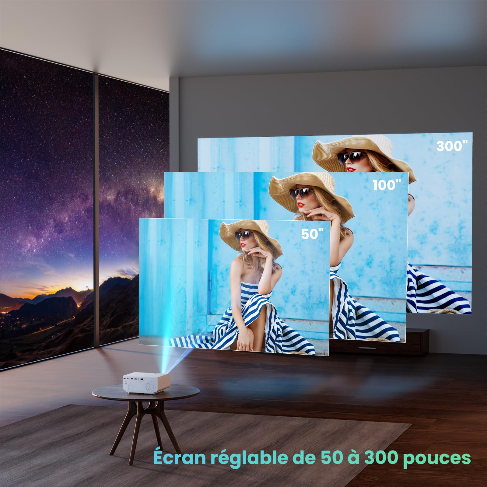 HOPVISION 12000 Lumen 4K Video Projector, Mini WiFi Bluetooth Projector, Native 1080P HD Projector for Movies & Gaming - Compatible with Smartphone, HDMI, USB, Laptop, Fire Stick, PS5 - Perfect for Home Theater, Outdoor Movie Nights & Gaming Setup