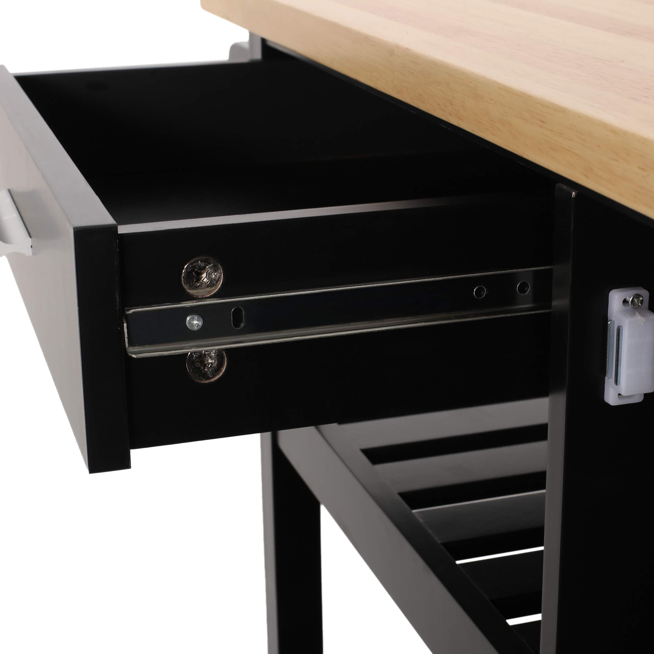 Christopher Knight Home Frances Contemporary Kitchen Cart with Wheels - Natural & Black Finish | Rolling Kitchen Island for Small Spaces, Mobile Bar Cart for Entertaining, Portable Storage for Pantry or Dining Room