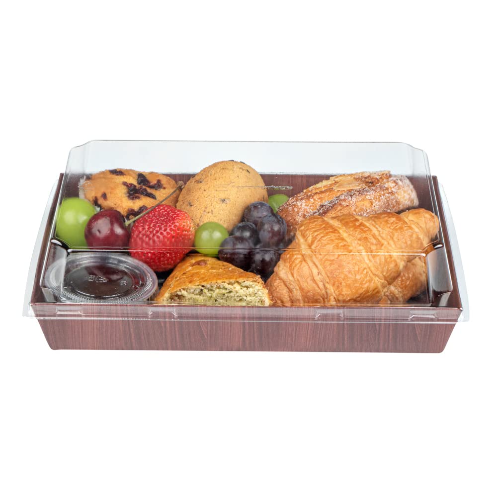 Restaurantware Matsuri Vision 9x6x1.5 Inch Large Disposable Sushi Trays - 100 Greaseproof Wood Grain Paper Sushi Containers for Entrees & Desserts (Lids Sold Separately) | Perfect for Japanese Restaurants, Catering, Takeout & Home Sushi Parties
