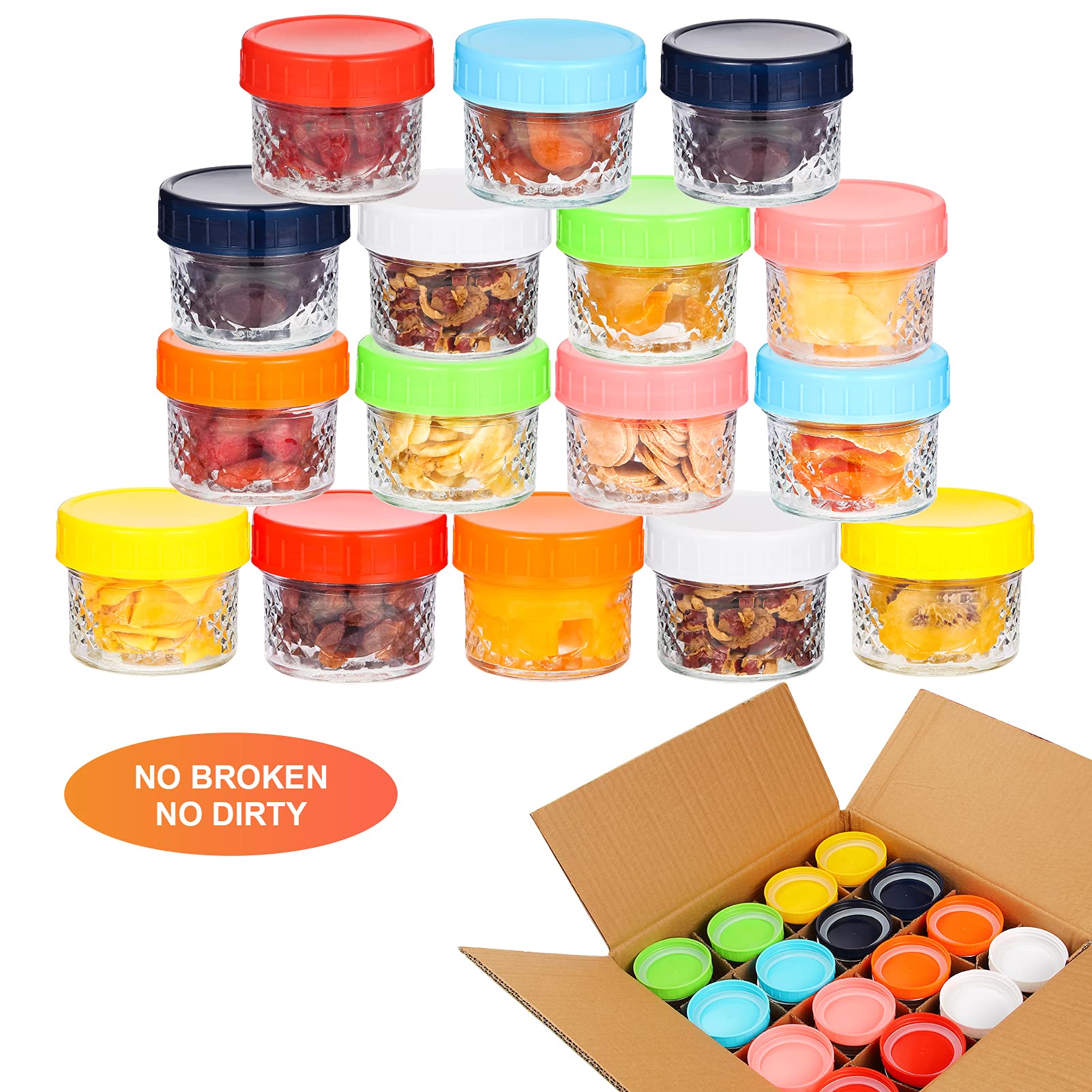 16 Pack Mini Glass Jam Jars (120ml) with Airtight Lids & Labels - Reusable Honey, Jelly, Preserves Storage Containers for Kitchen, Pantry, Homemade Gifts & Baby Food