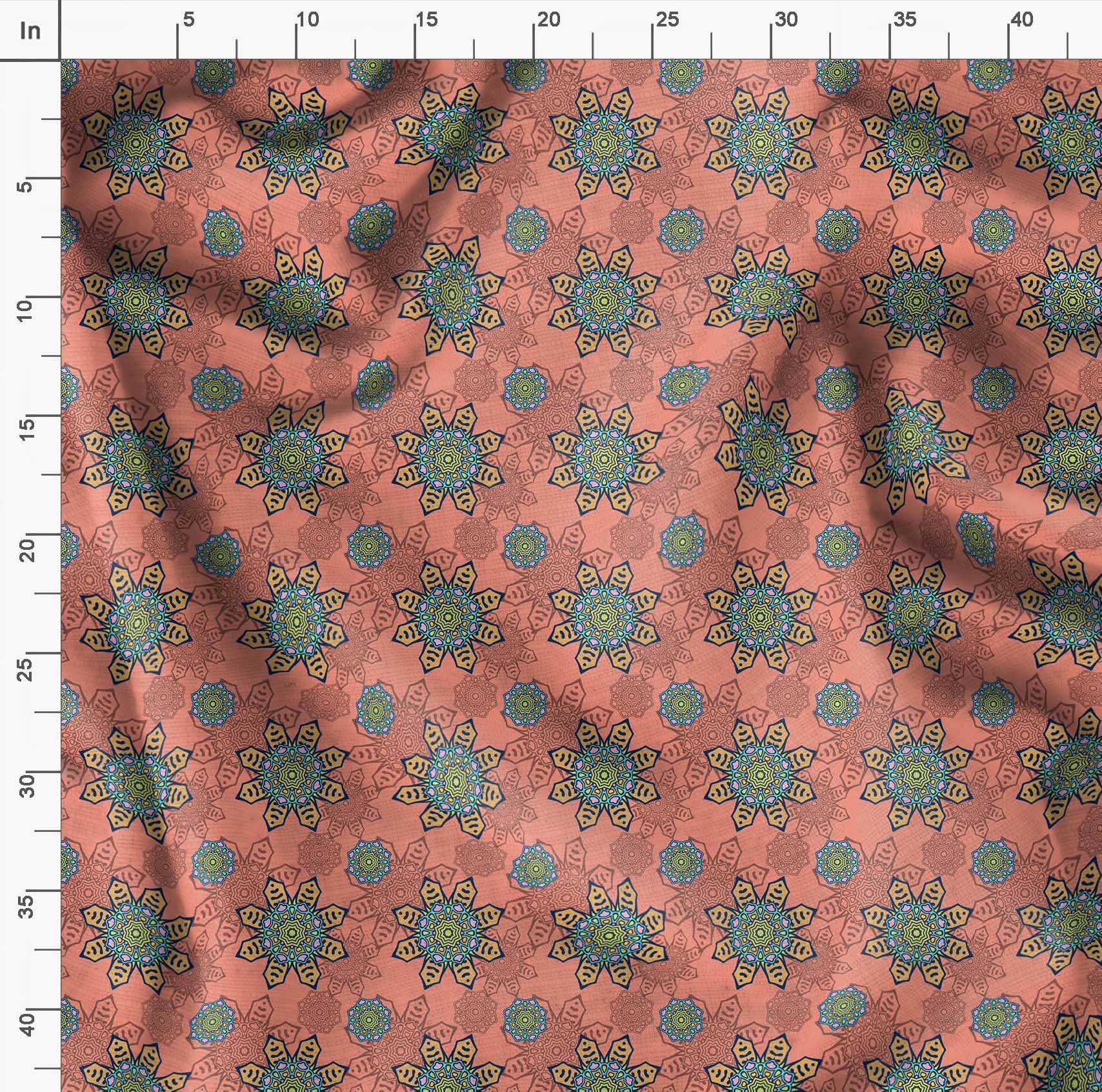 Soimoi Moss Georgette Brown Fabric by The Yard - 42 Inch Wide Aboriginal Mosaic Inspired Printed Textile for DIY Crafts, Home Decor & Cultural Projects - Soft Drape Material for Dresses, Curtains & Artistic Creations