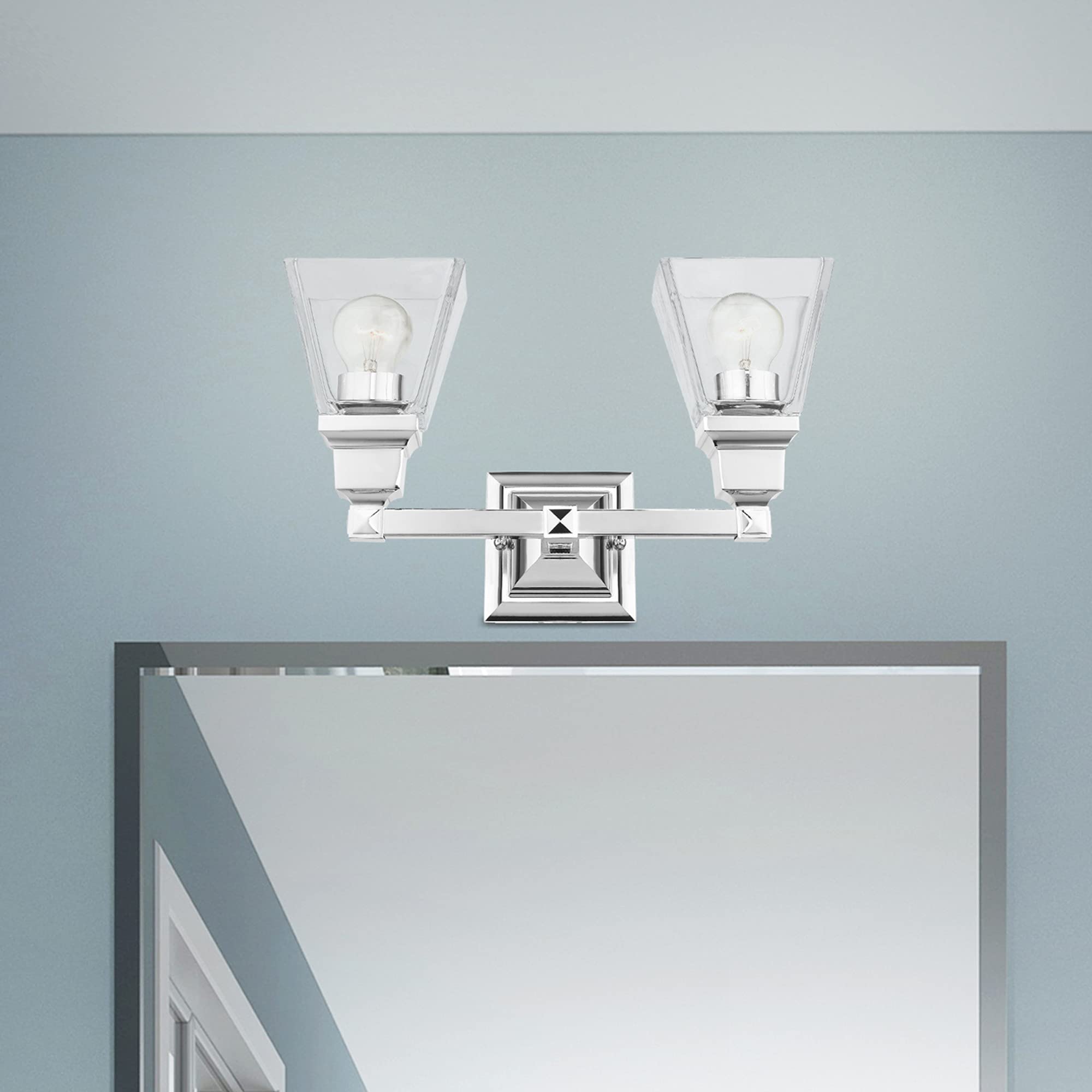 Livex Lighting 17172-02 2-Light Polished Brass Bathroom Vanity Light Fixture - Perfect for Modern Bathroom, Powder Room & Dressing Area Lighting