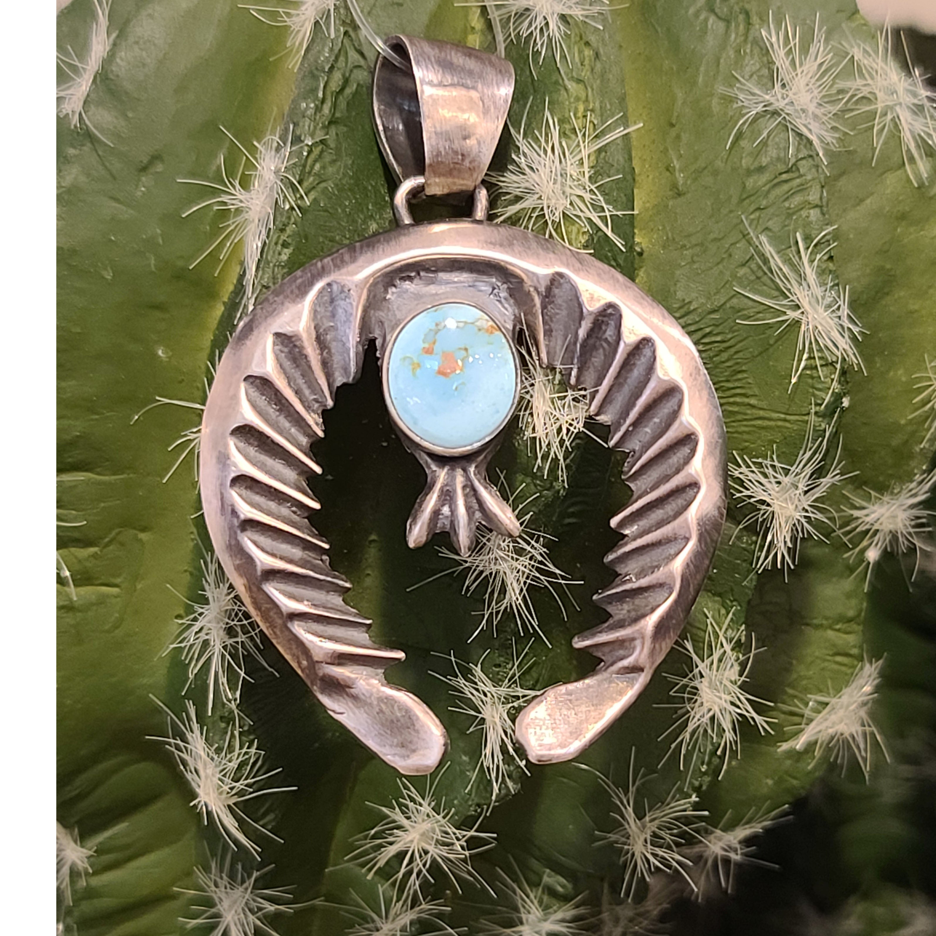 Authentic Zuni Native American Sterling Silver Naja Pendant Necklace – Handcrafted Turquoise Stone Jewelry for Women – Perfect for Boho Fashion, Gift Giving & Cultural Celebrations