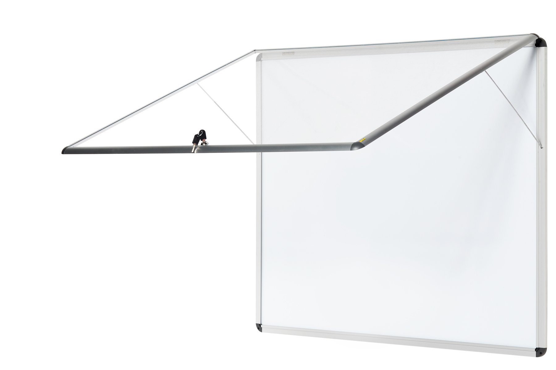 Premium Magnetic Display Case Enclosure - 65.6 x 60.3 cm (6X A4) - Lacquered Steel Surface with Aluminum Frame & Top-Hinged Acrylic Door - Perfect for Art Exhibitions, Retail Displays & Collectible Showcases