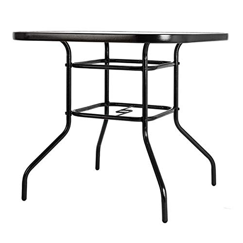 Square Outdoor Dining Table with Toughened Glass Top - Durable Patio Garden Table for Backyard, Deck, and Poolside Entertaining