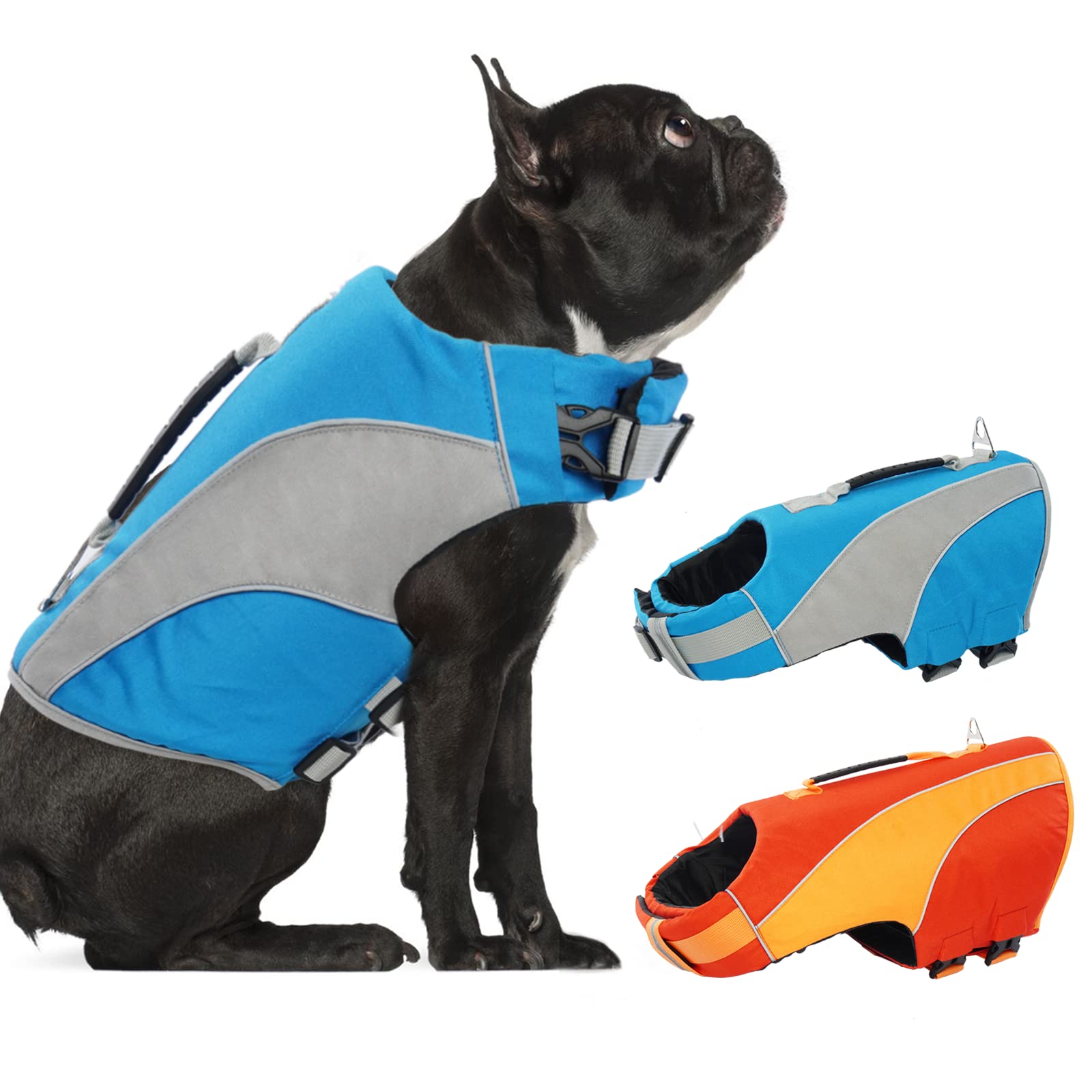 IECOii Dog Life Jacket XL - Dog Life Vest with D-Ring for Swimming, Boating & Water Safety - Flotation Vest for Medium to Large Dogs (Fits American Bully, Border Collie, Husky) - Perfect for Lake, Beach & Sea Adventures - Blue
