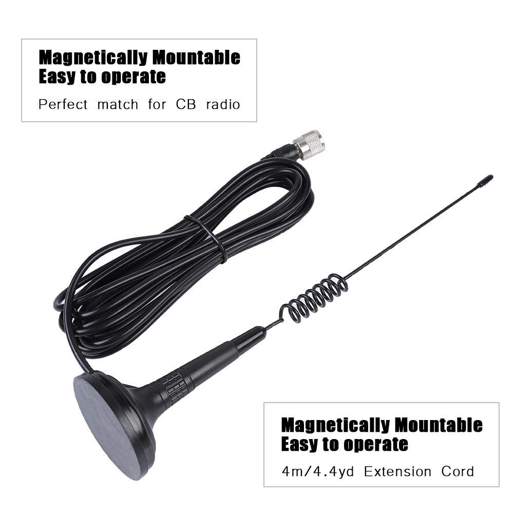 Wendry Heavy Duty CB Radio Antenna 26-28MHz - Magnet Mount Mobile Car Antenna with 4M RG-58U Coaxial Cable & PL-259 Connector - Compatible with Cobra CB Radios - Perfect for Truckers, Off-Roading & Emergency Communications