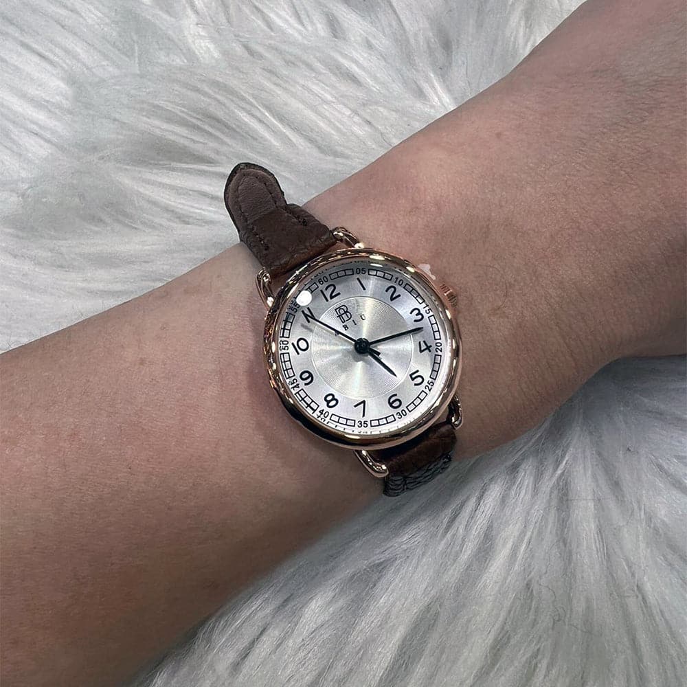 Elegant Analog Brown Leather Strap Women's Watch AB 6118 RG BR L - Perfect for Office, Casual Wear & Special Occasions