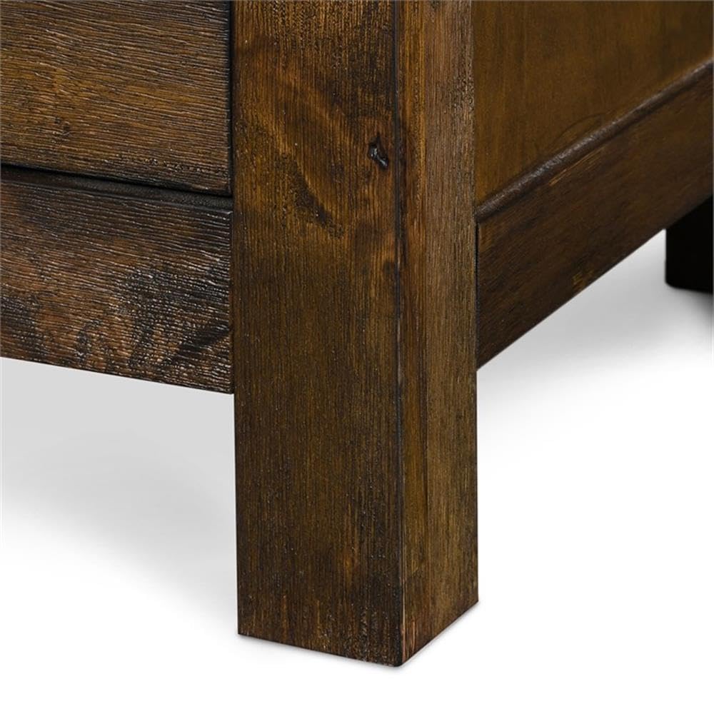 Finch Stratford Farmhouse Wooden Nightstand with 2 Drawers - Rustic Brown Bedside End Table with Space Saving Design | Perfect for Small Bedrooms, Guest Rooms & Apartment Living