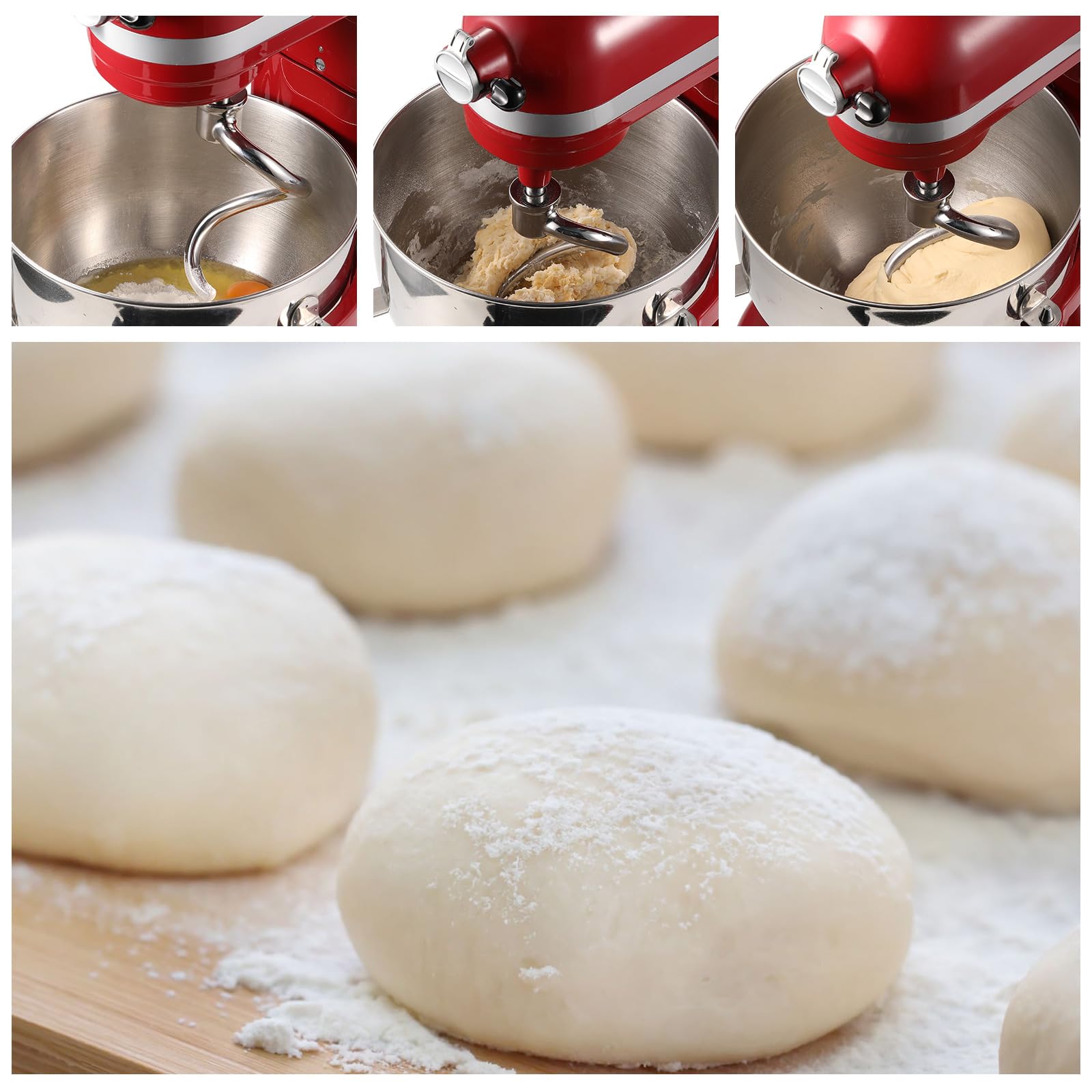 Stainless Steel Spiral Dough Hook Attachment for KitchenAid 6QT Bowl-Lift Stand Mixers - Compatible with KV25G0X, KP26M1X & Pro 600 Series - Dishwasher Safe - Perfect for Baking Bread, Pizza Dough & Pastries