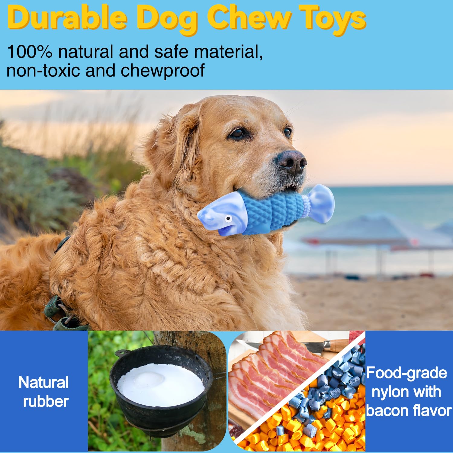 Tough Durable Dog Toys for Aggressive Chewers - Large Breed Indestructible Chew Toys to Reduce Anxiety & Boredom - Perfect for Strong Chewers, Teething Puppies & High-Energy Dogs