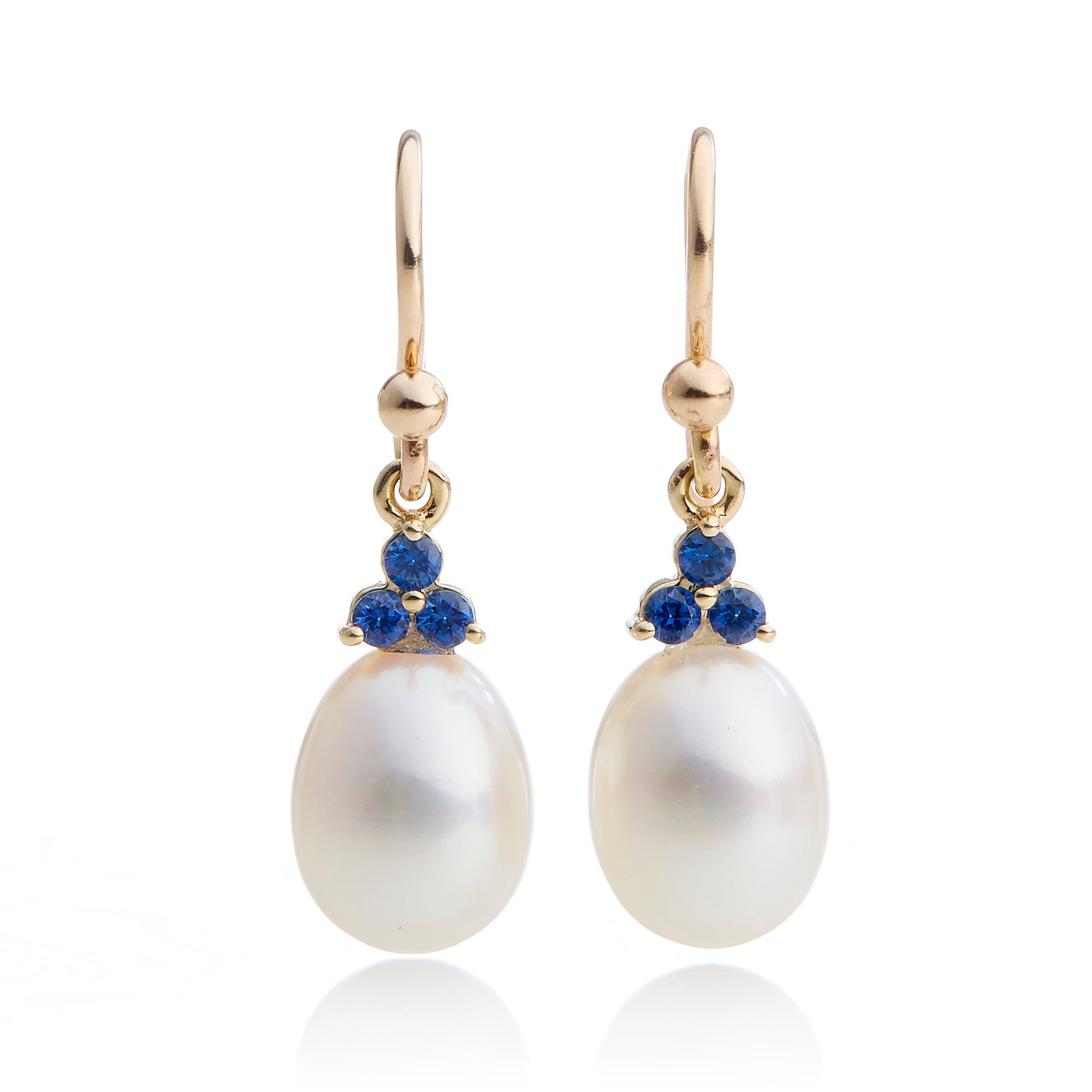 Elegant Madison Drop Earrings with Pearls & Sapphires – Perfect for Weddings, Parties & Special Occasions
