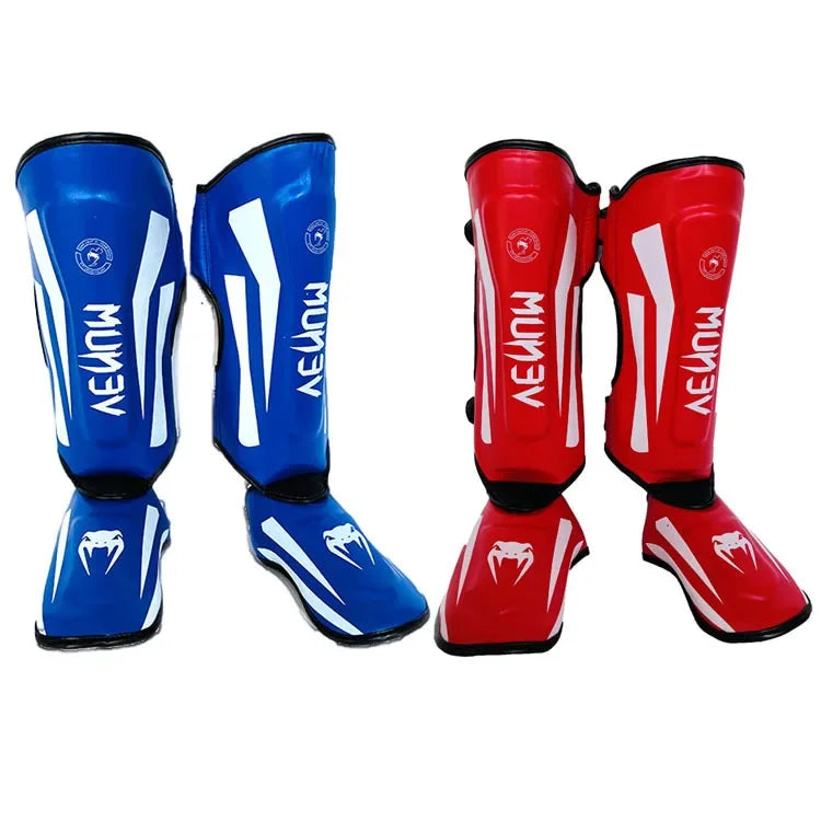 Thai Boxing Sanda Leg Guards - MMA Free Fighting Taekwondo Kick Protection Gear for Training & Competition