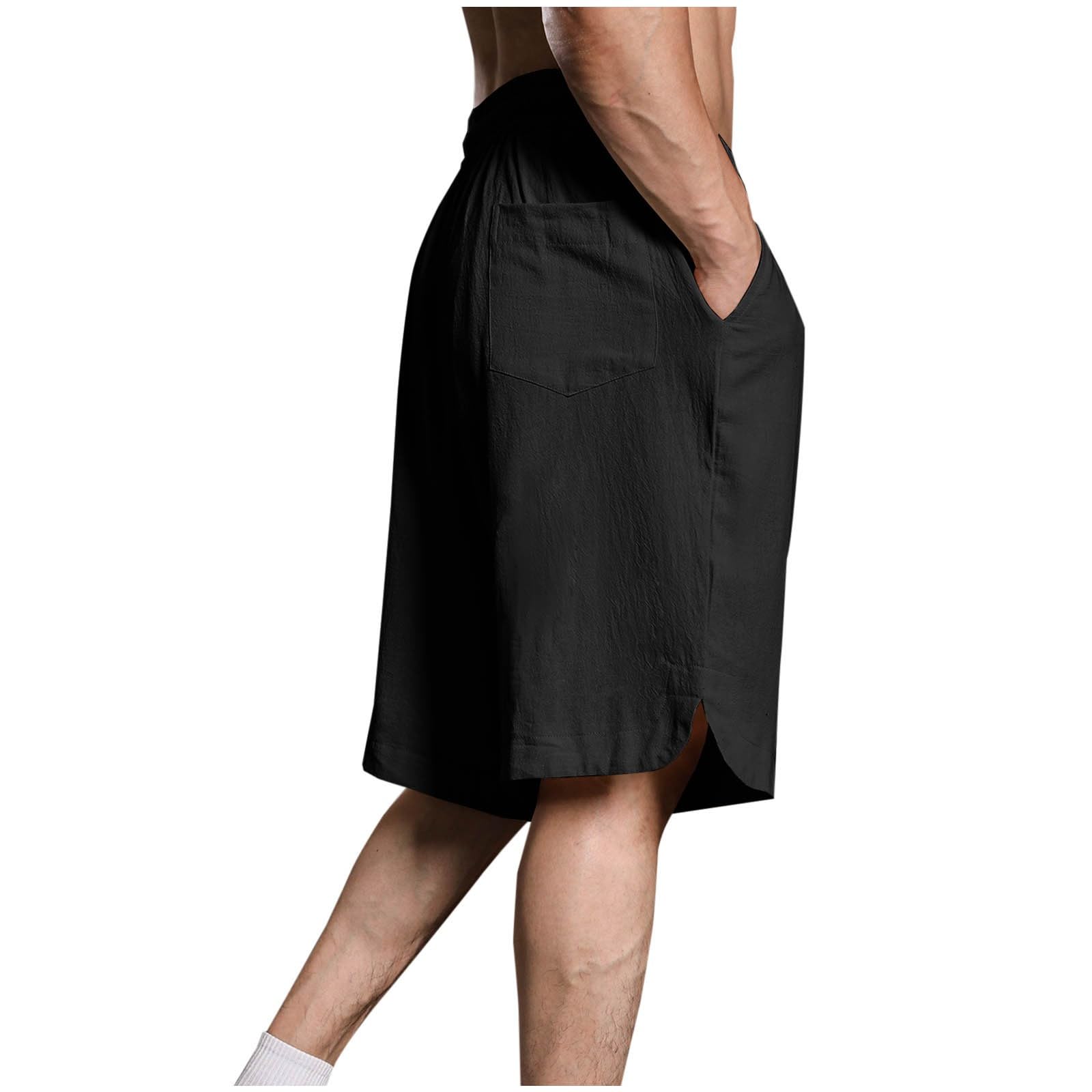 Men's Elastic Waist Gym Shorts with Pockets - Lightweight Workout & Summer Sports