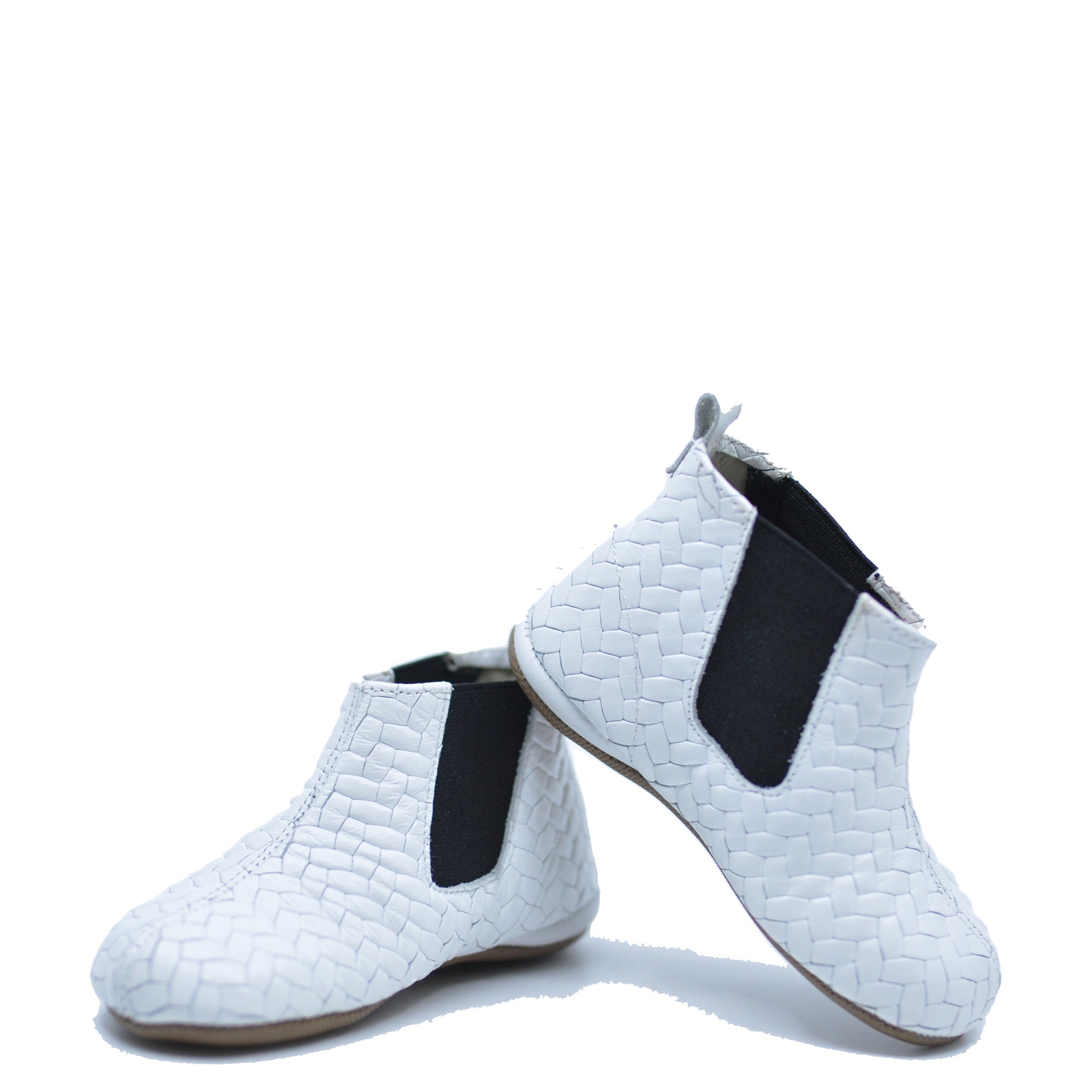 Pepe Women's White Woven Elastic Booties - Comfortable Slip-On Shoes for Casual Wear, Work & Outdoor Activities