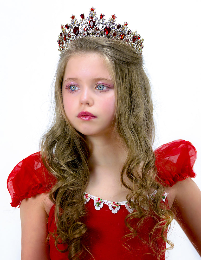 Elegant Red European Tiara for Weddings, Prom & Special Occasions - Vintage Inspired Bridal Crown