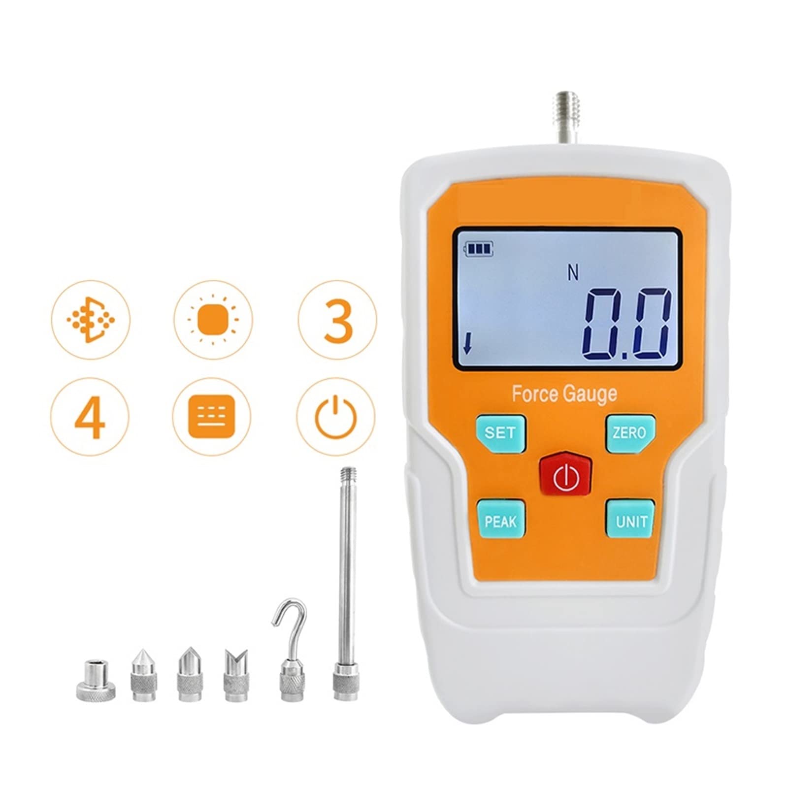 KDAWN Digital Force Gauge - High Precision Push Pull Tester with Portable Handheld Design for Pressure & Spring Testing (Ideal for Industrial QA, Lab Research & Material Strength Measurement)