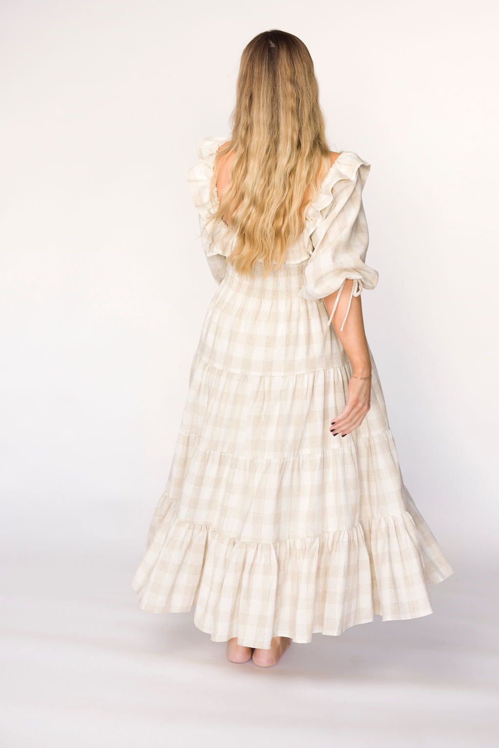 Clea Dress in Natural Plaid - Bump Friendly Maternity Dress for Women | Comfortable & Stylish Pregnancy Outfit for Work, Parties & Everyday Wear