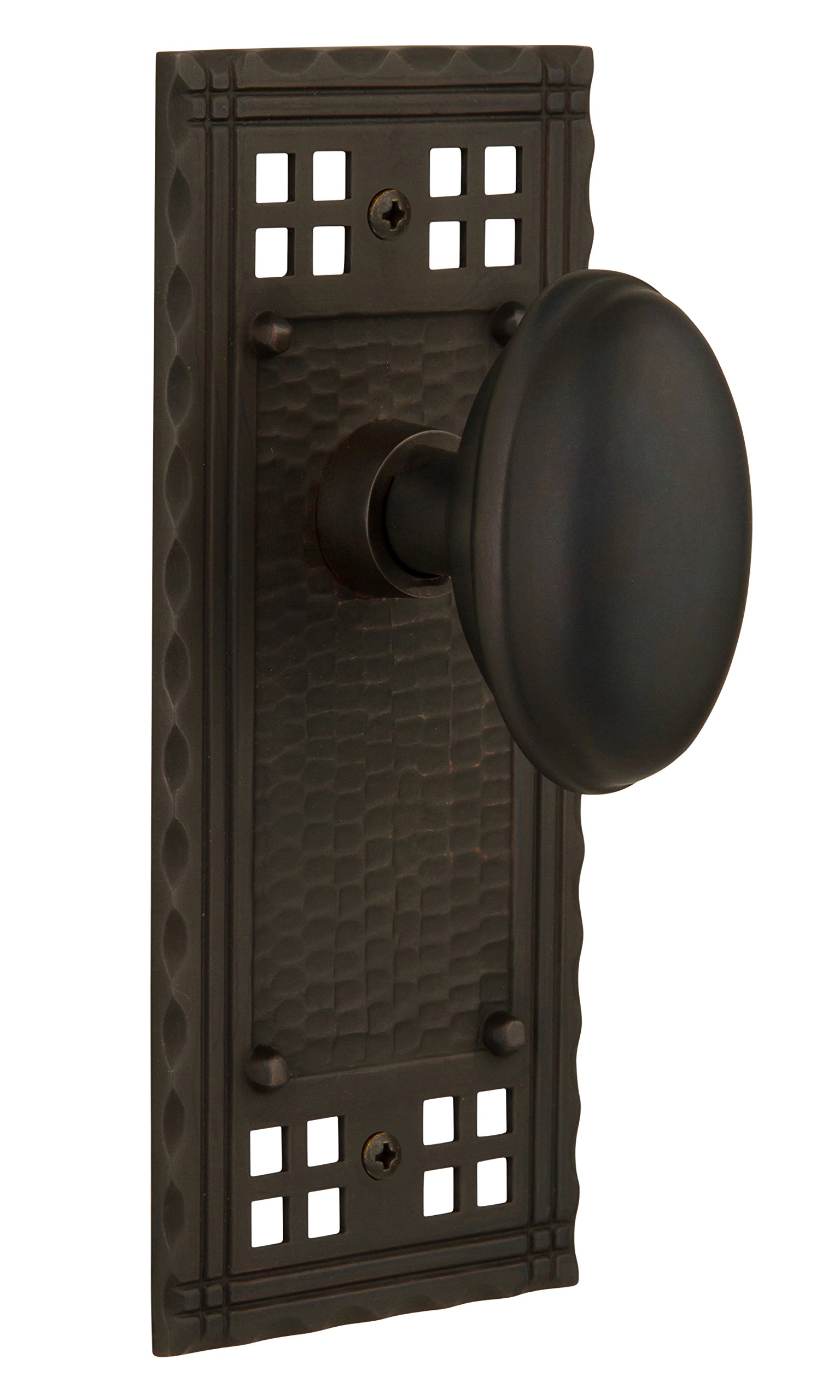 Nostalgic Warehouse Craftsman Plate with Homestead Knob - Double Dummy in Oil-Rubbed Bronze Finish | Vintage Style Cabinet Hardware for Kitchen & Bathroom Remodeling