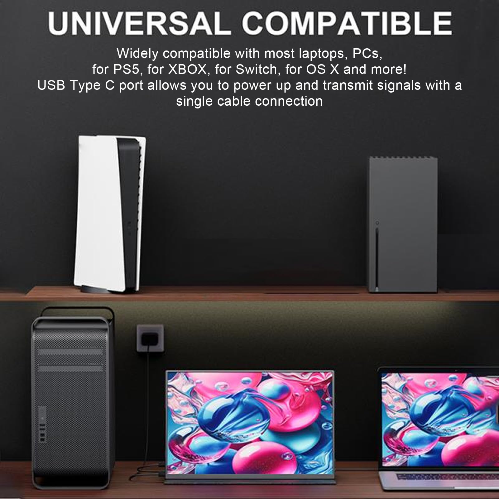 Yanmis 14.5 Inch Portable Monitor - 4K UHD 3840x2400 IPS Screen, 60Hz Refresh Rate, 16:10 Aspect Ratio - External Laptop Display for Gaming, Work & Travel | Perfect for Remote Work, Gaming Setup & Business Presentations
