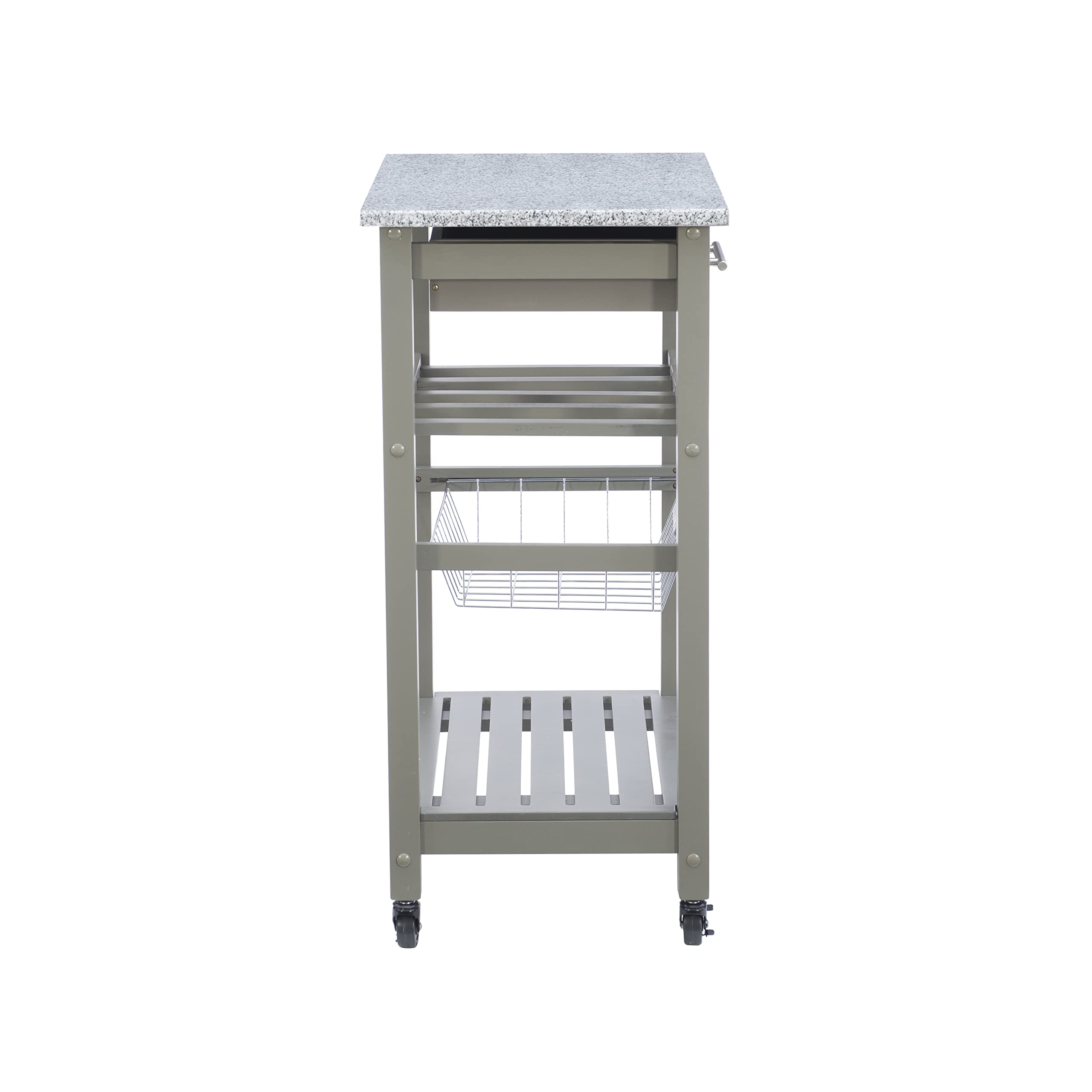Linon Kitchen Island Cart with Storage, Gray - Rolling Kitchen Island for Small Spaces, Extra Countertop & Cabinet Space for Cooking, Baking & Meal Prep