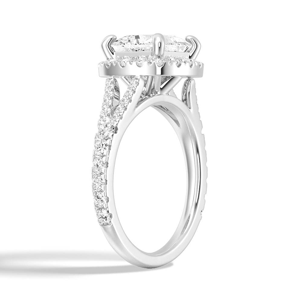 Princess Cut Split Shank Moissanite Halo Engagement Ring - 1.5ct Diamond Alternative Wedding Ring for Women, Proposal Gift, Anniversary Jewelry (Perfect for Bridal, Valentine's Day & Special Occasions)