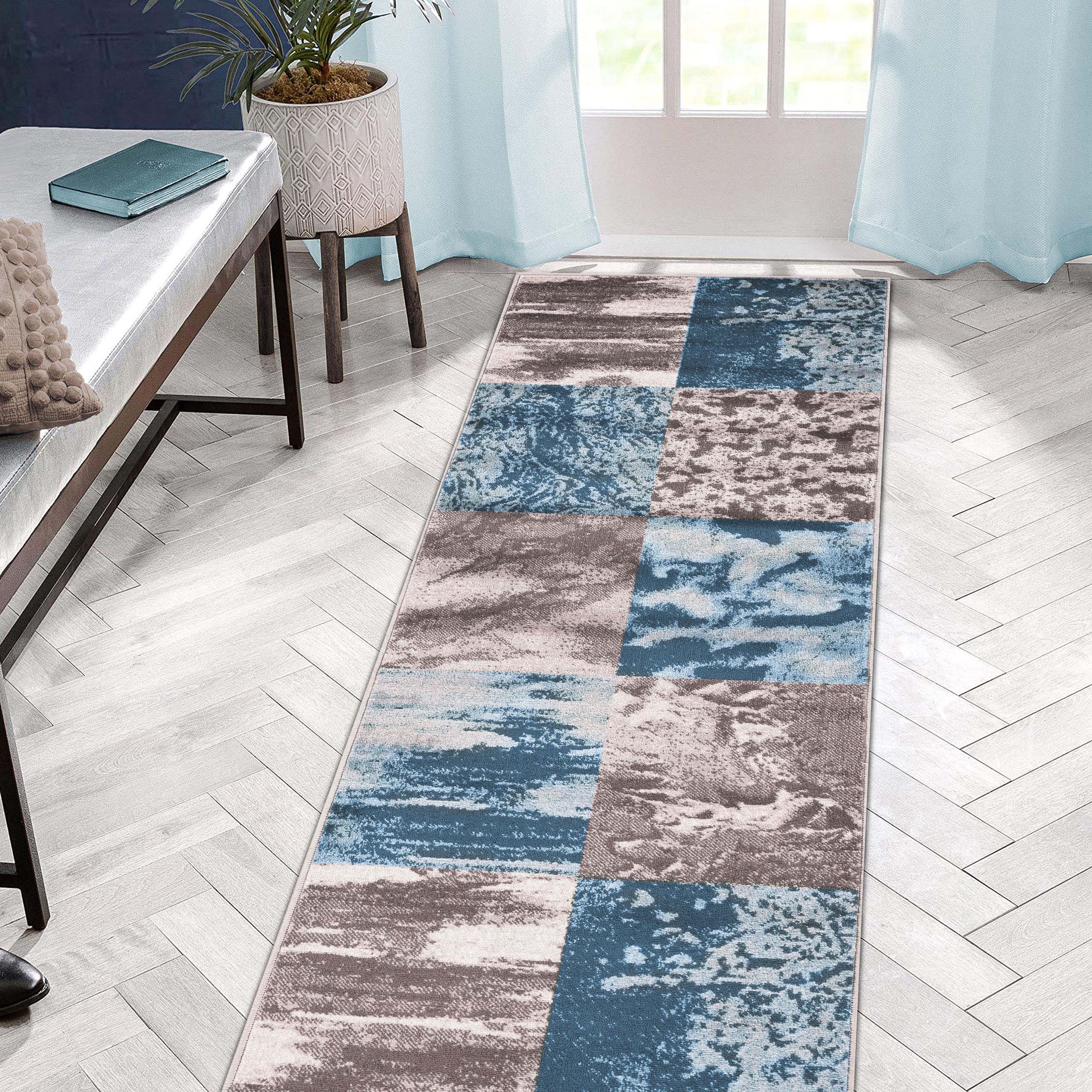 Brentwood Modern Abstract Indoor Area Rug - Soft Non-Slip Living Room Carpet for Bedroom, Dorm & Home Decor