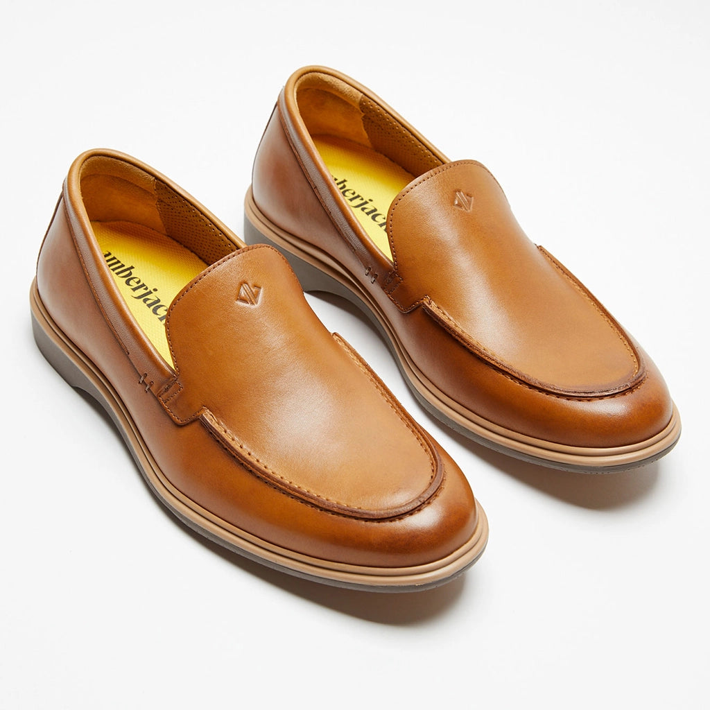 Premium Genuine Leather Loafers for Men - Comfortable Slip-On Shoes in Honey Brown | Ideal for Casual Wear, Office & Travel