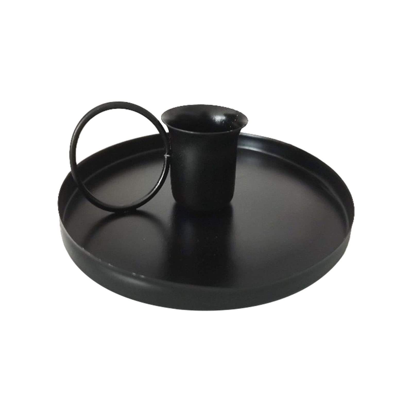 Set of 4 Black Wrought Iron Taper Candle Holders - Metal Teacup Candlestick for Tabletop Decor, Rustic Home & Wedding Centerpiece - Perfect for Dining Room, Mantel, and Romantic Ambiance