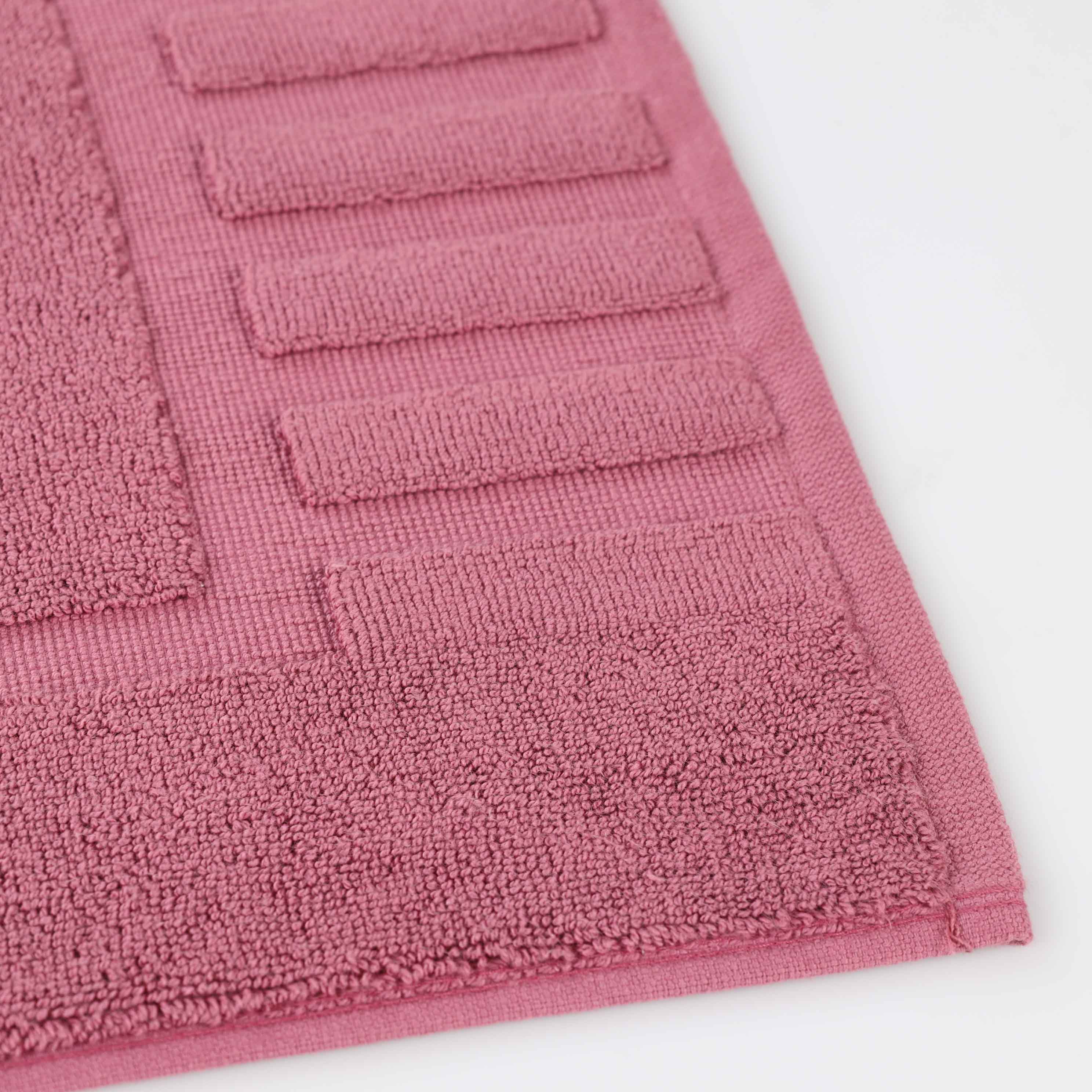 Premium Cotton Modern Geometric Border Bath Mat Set of 2 - Ultra Absorbent, Non-Slip, Quick Dry Bathroom Rug for Bath, Shower & Vanity Area
