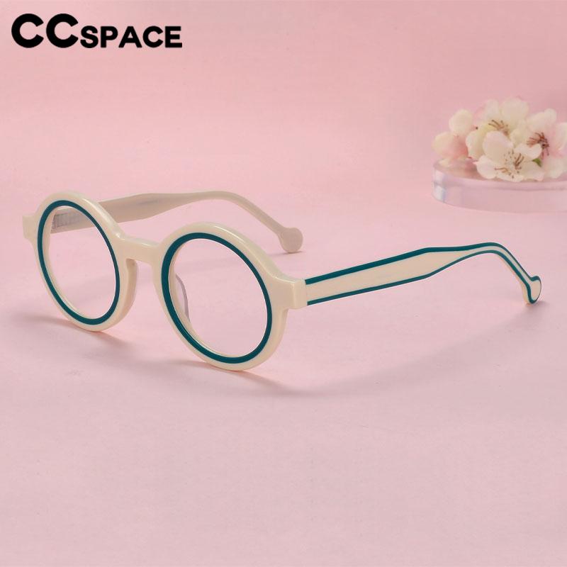 CCspace Women's Full Rim Small Round Acetate Eyeglasses Frame 56559 - Lightweight & Stylish for Work, Reading, and Everyday Fashion